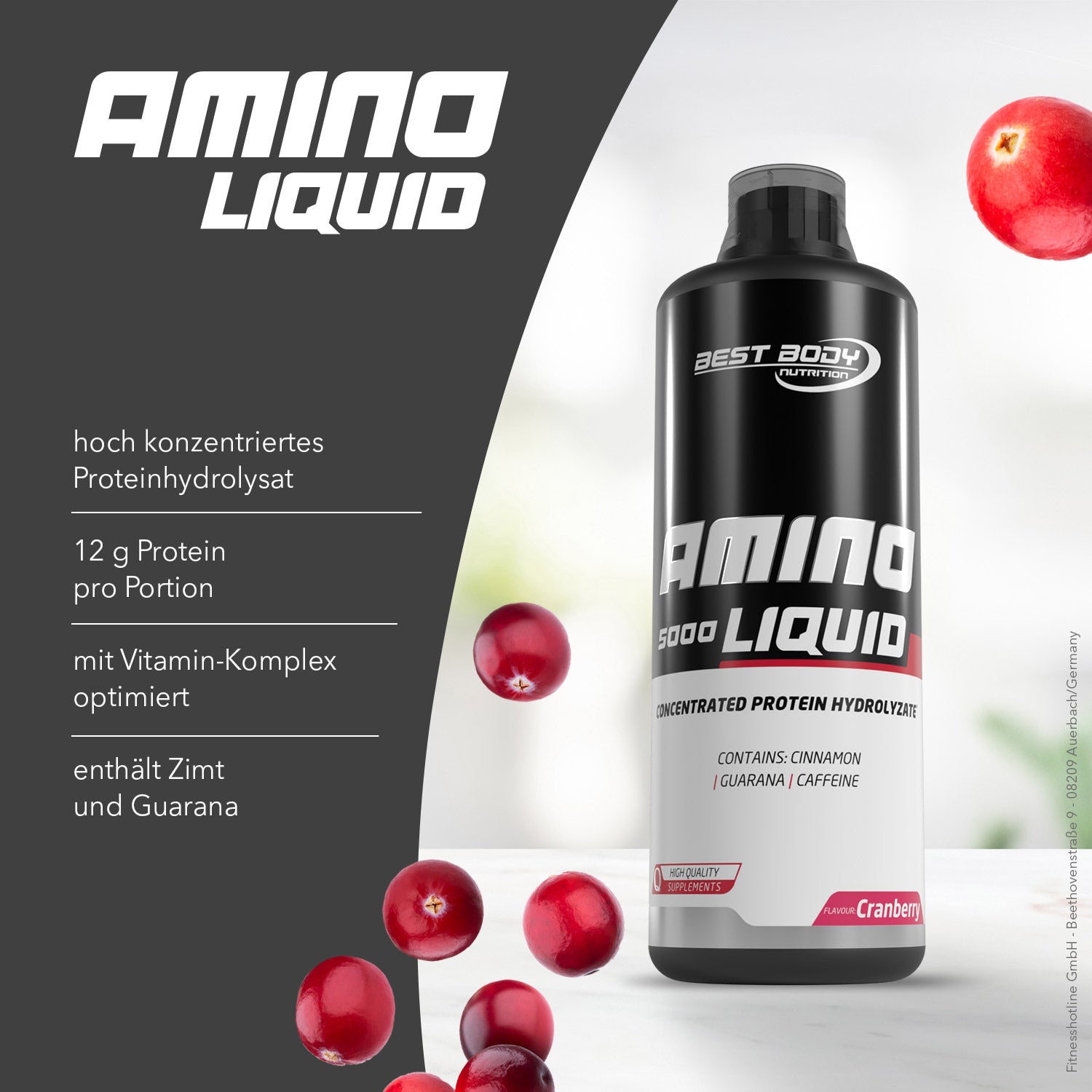 Amino Liquid 5000 - Cranberry - 1000 ml Flasche#_