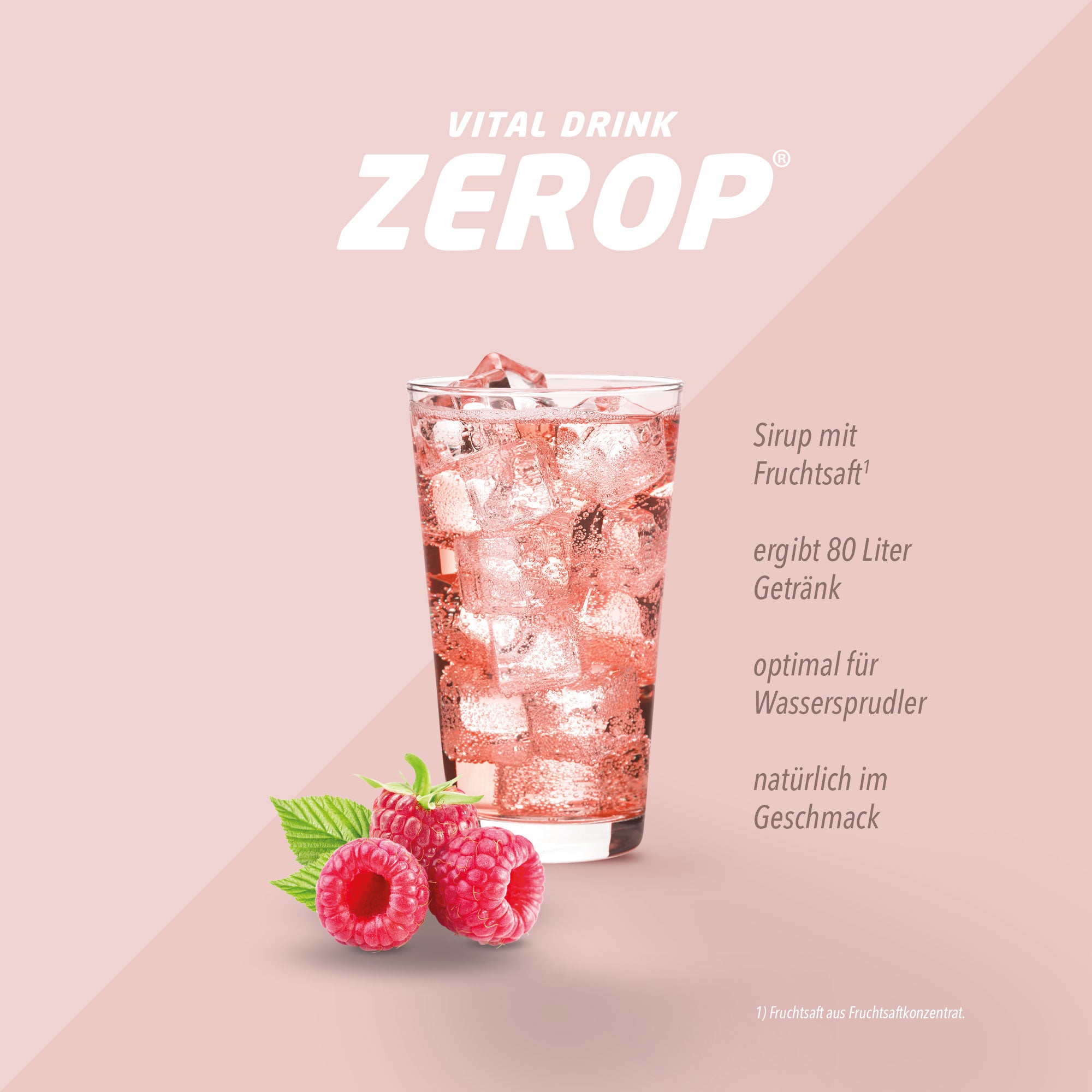 Vital Drink Zerop - Himbeere - 1000 ml Flasche#geschmack_himbeere