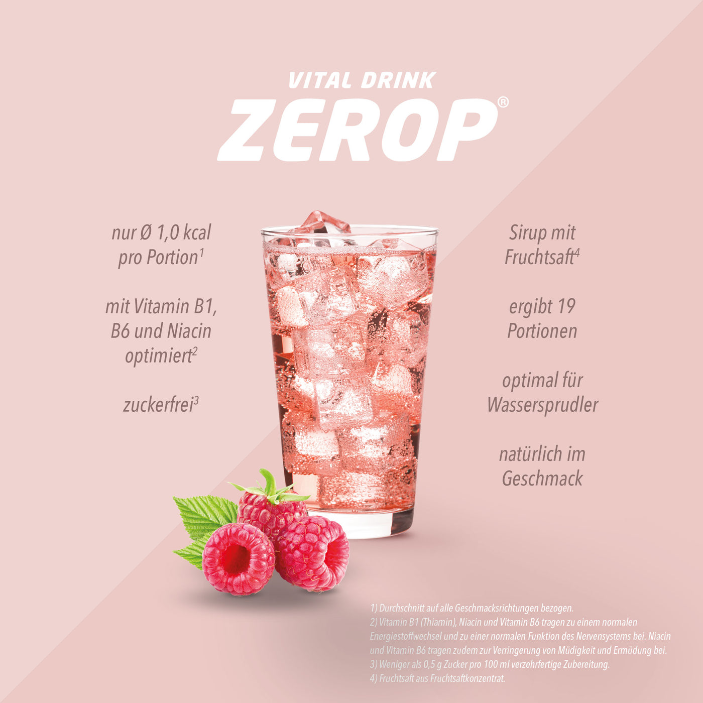 Vital Drink Zerop - Himbeere - 1000 ml Flasche#geschmack_himbeere