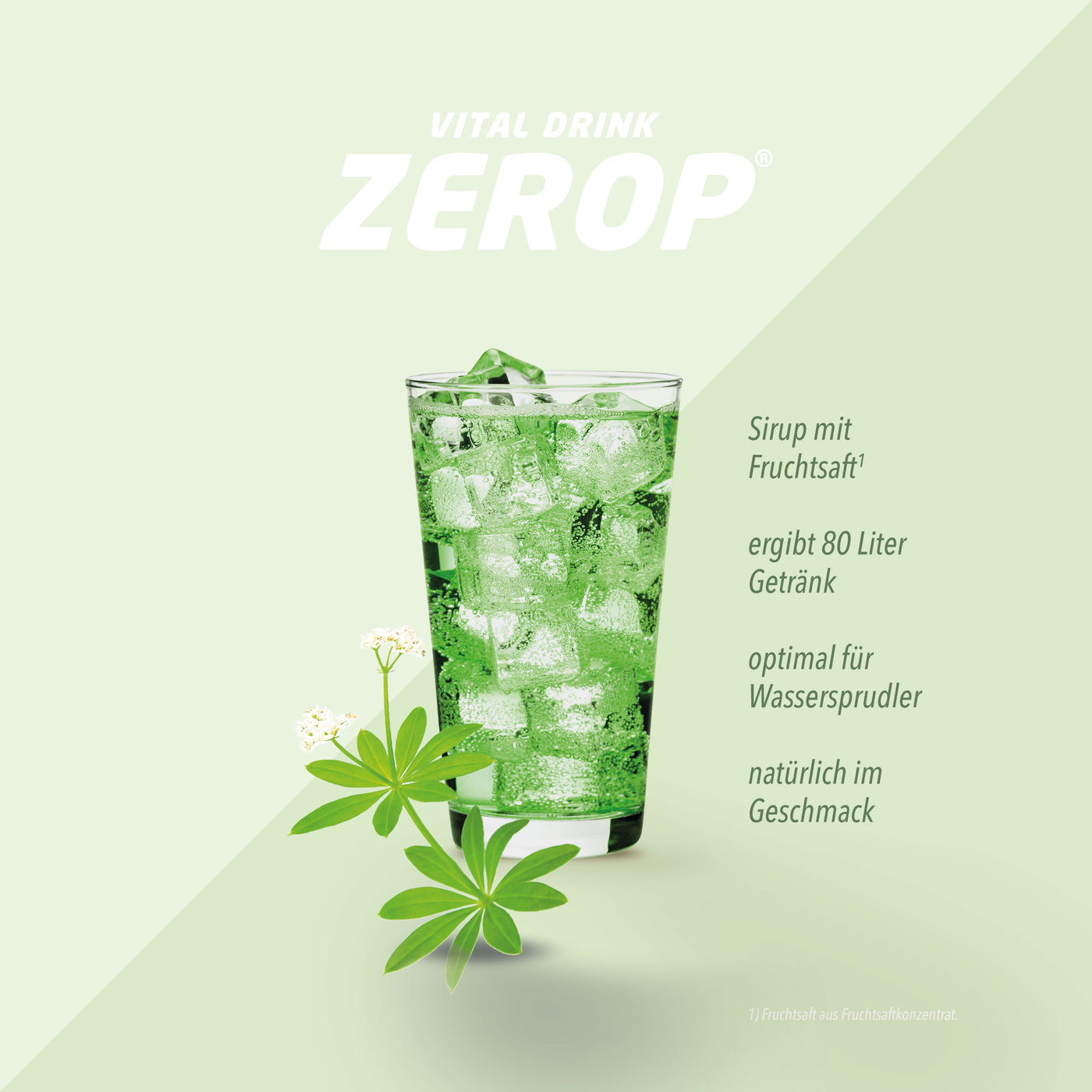 Vital Drink Zerop - Waldmeister - 1000 ml Flasche#geschmack_waldmeister