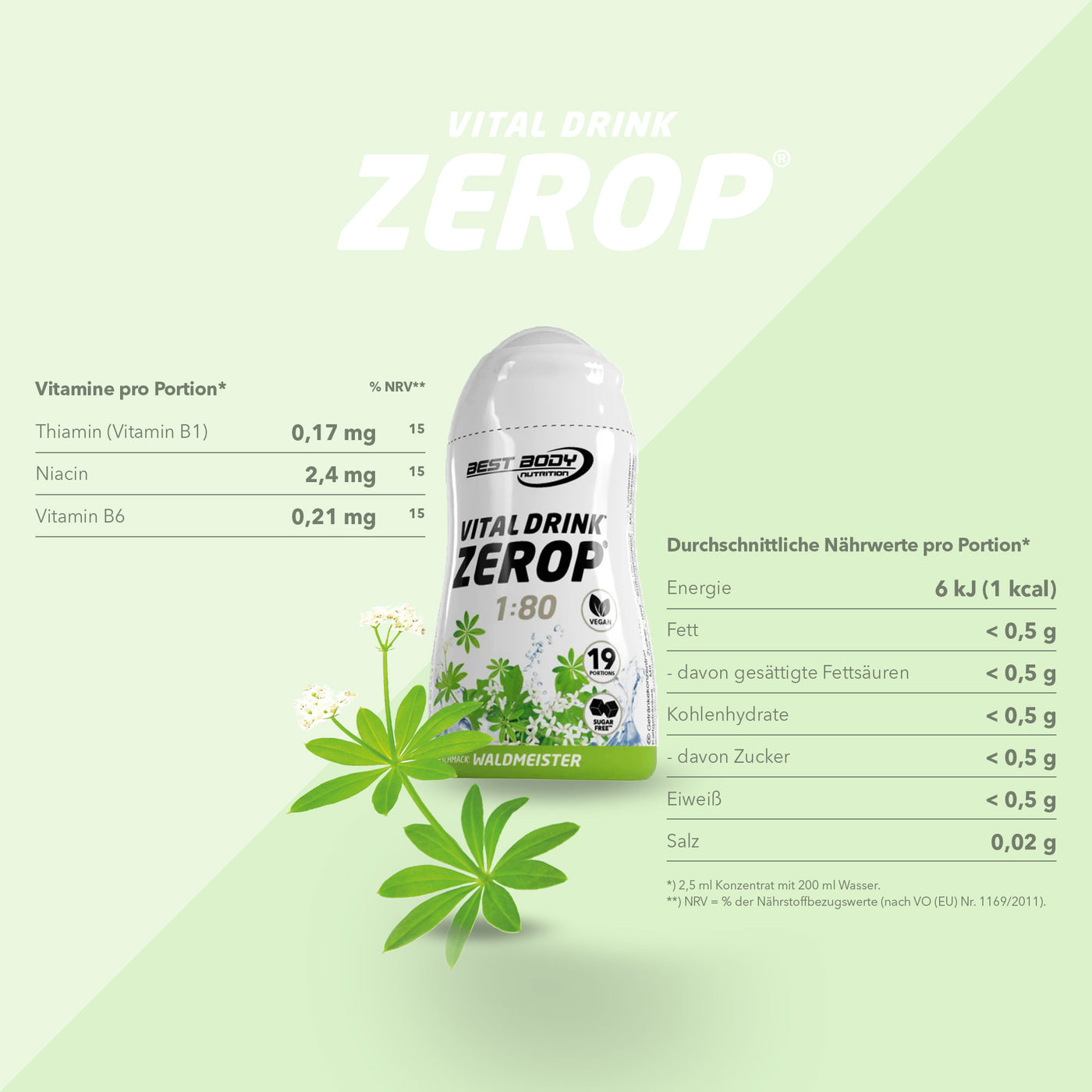 Vital Drink Zerop - Waldmeister - 48 ml Squeeze Flasche#geschmack_waldmeister