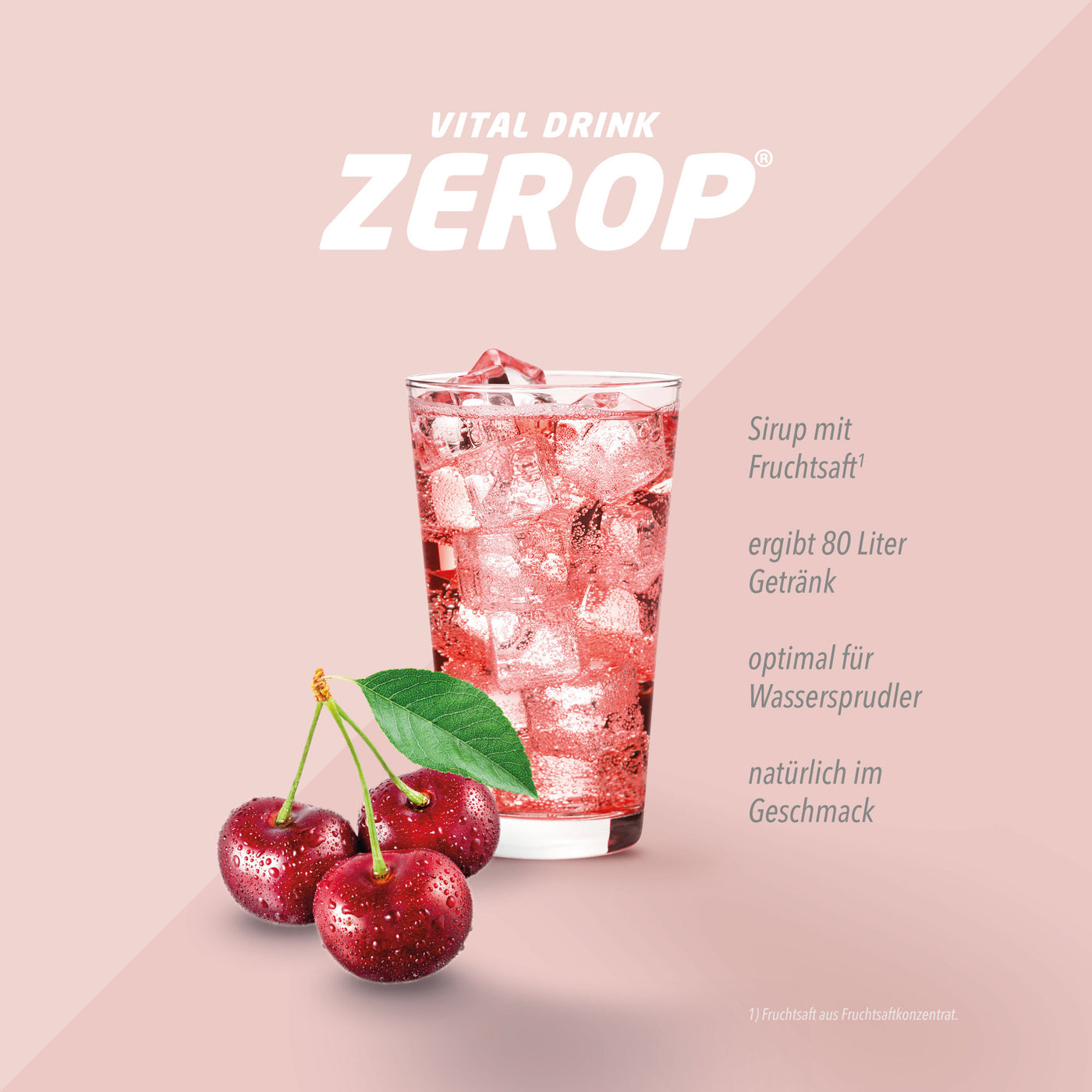 Vital Drink Zerop - Kirsche - 1000 ml Flasche#geschmack_kirsche