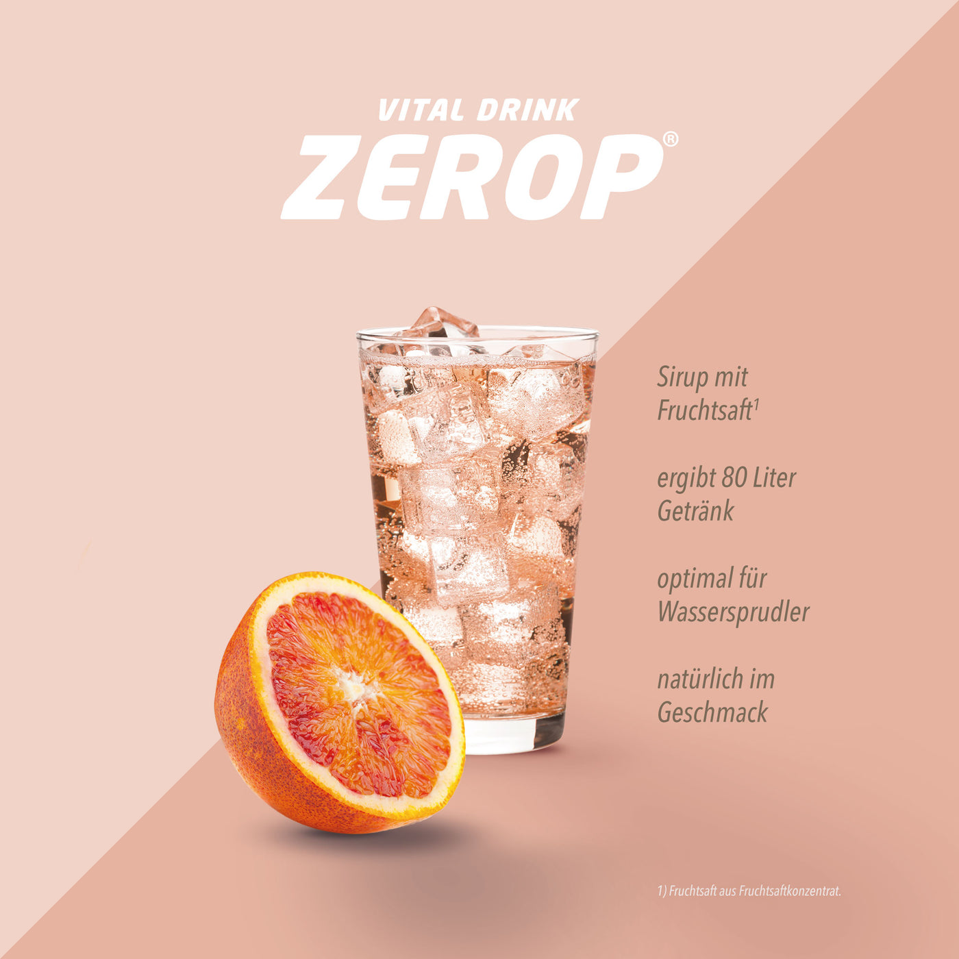 Vital Drink Zerop - Blutorange - 1000 ml Flasche#geschmack_blutorange