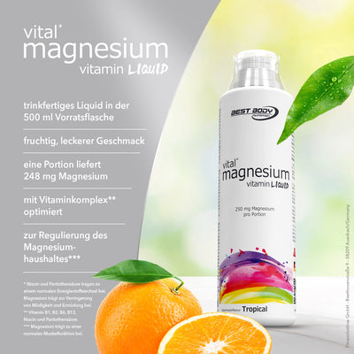 Magnesium Vitamin Liquid - Tropical - 500 ml Flasche