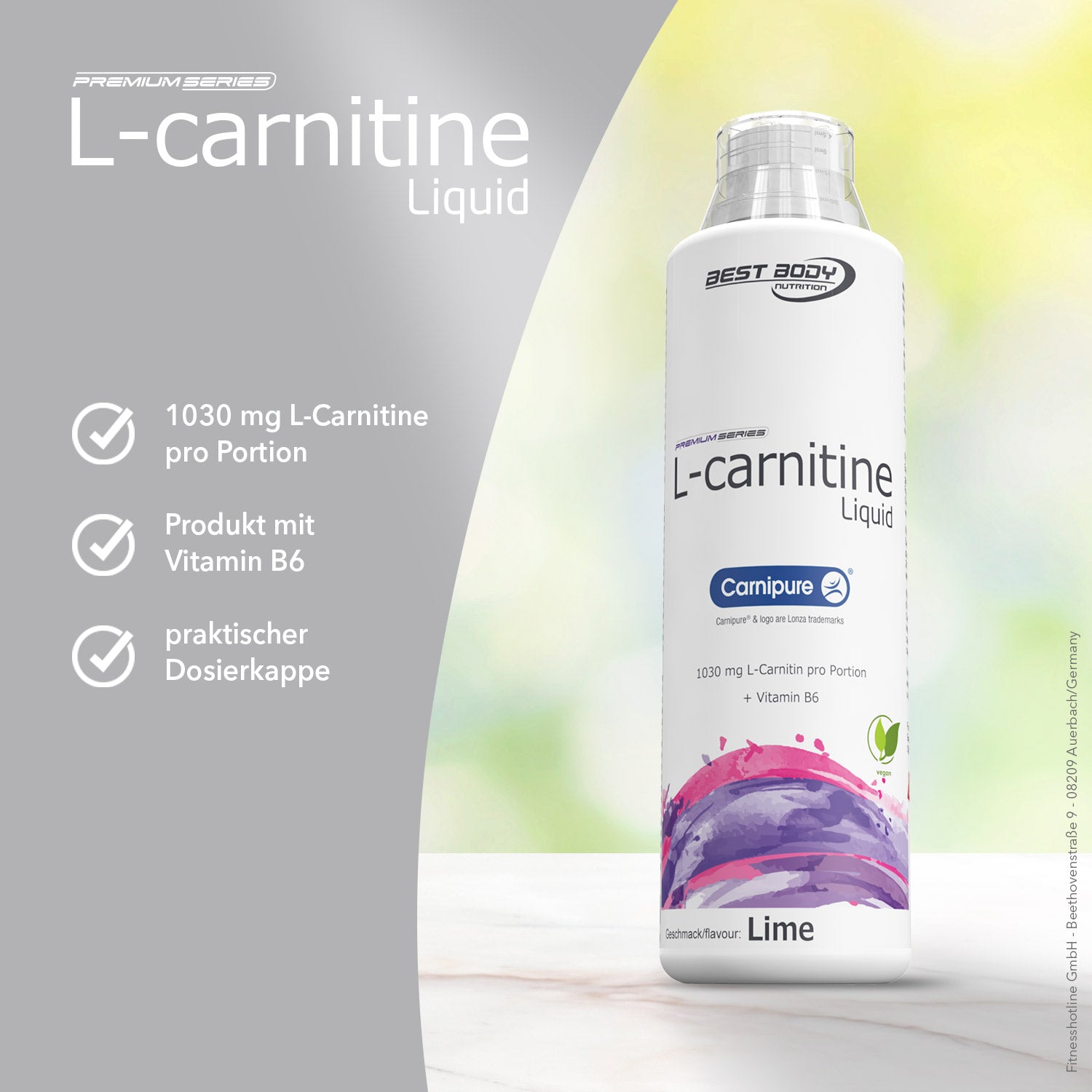 L-Carnitine Liquid - Limette - 500 ml Flasche#_