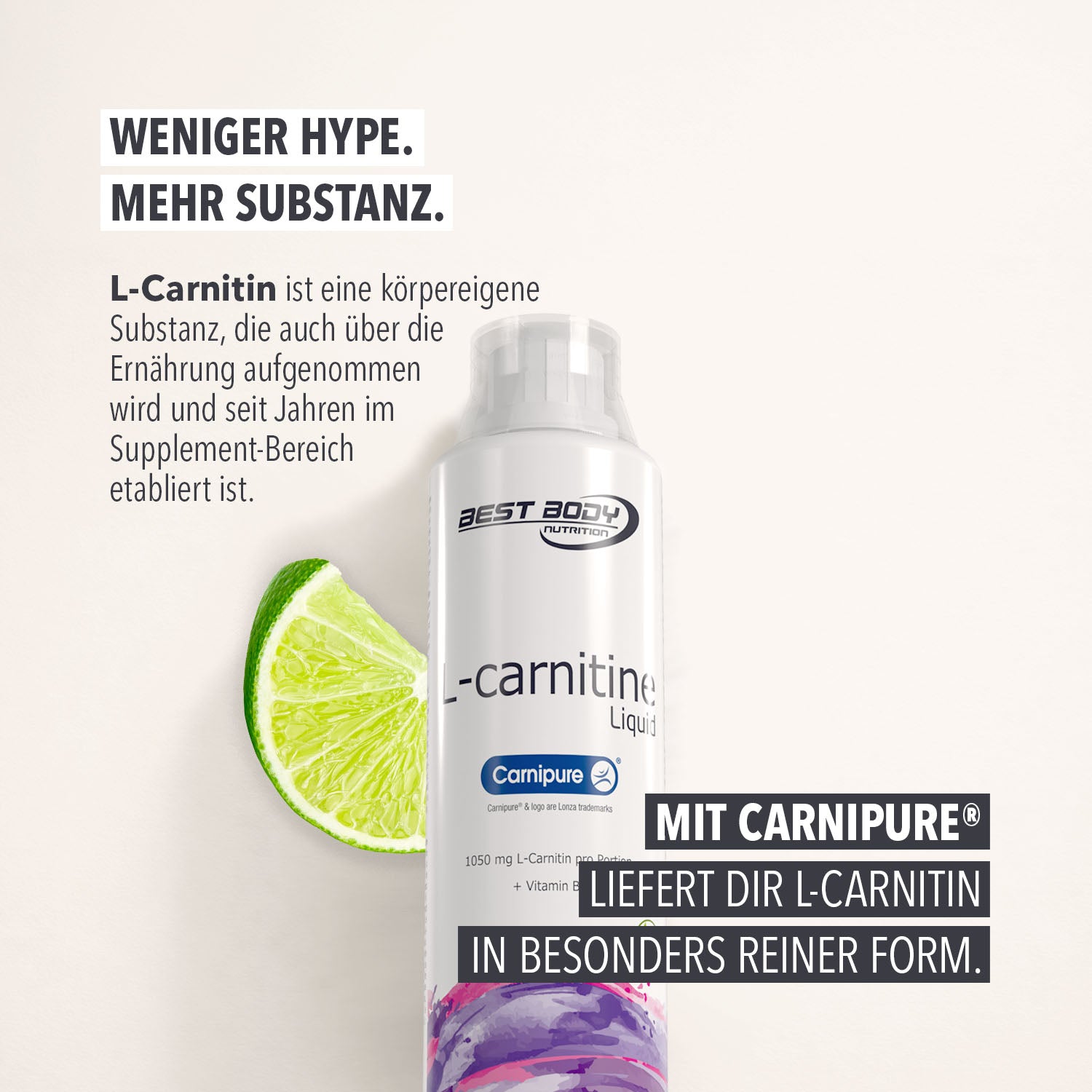 L-Carnitine Liquid - Limette - 500 ml Flasche#_