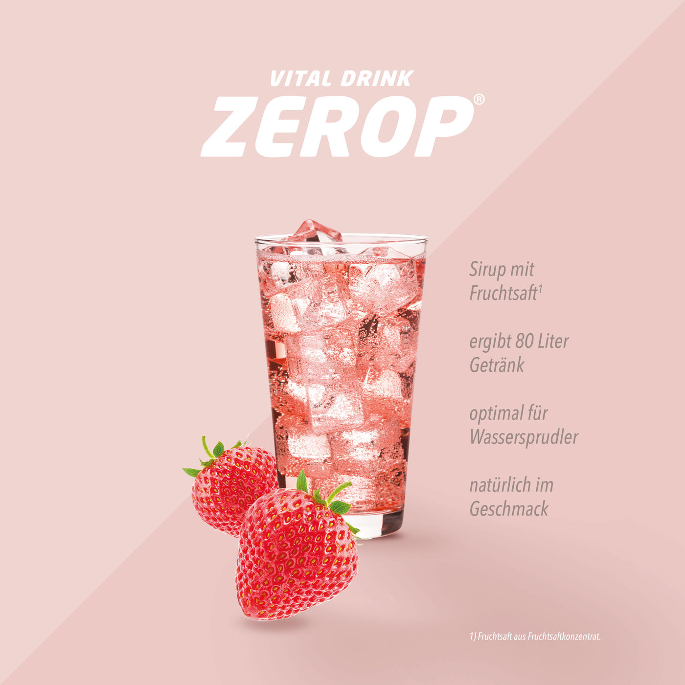 Vital Drink Zerop - Erdbeere - 1000 ml Flasche#geschmack_erdbeere