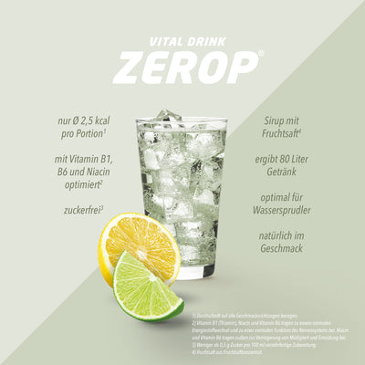 Vital Drink Zerop - Zitrone Limette - 1000 ml Flasche#geschmack_zitrone-limette