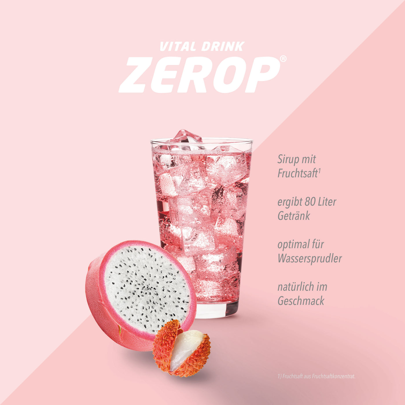 Vital Drink Zerop - Drachenfrucht Litschi - 1000 ml Flasche#geschmack_drachenfrucht-litschi