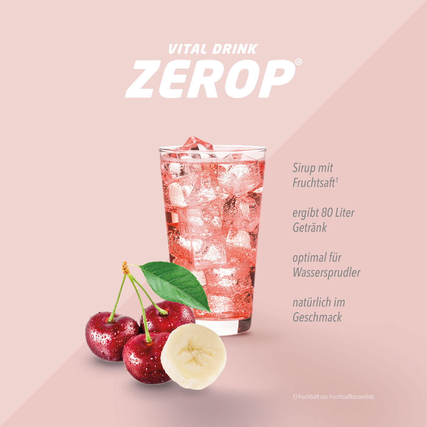 Vital Drink Zerop - Kirsche Banane - 1000 ml Flasche#geschmack_kirsche-banane