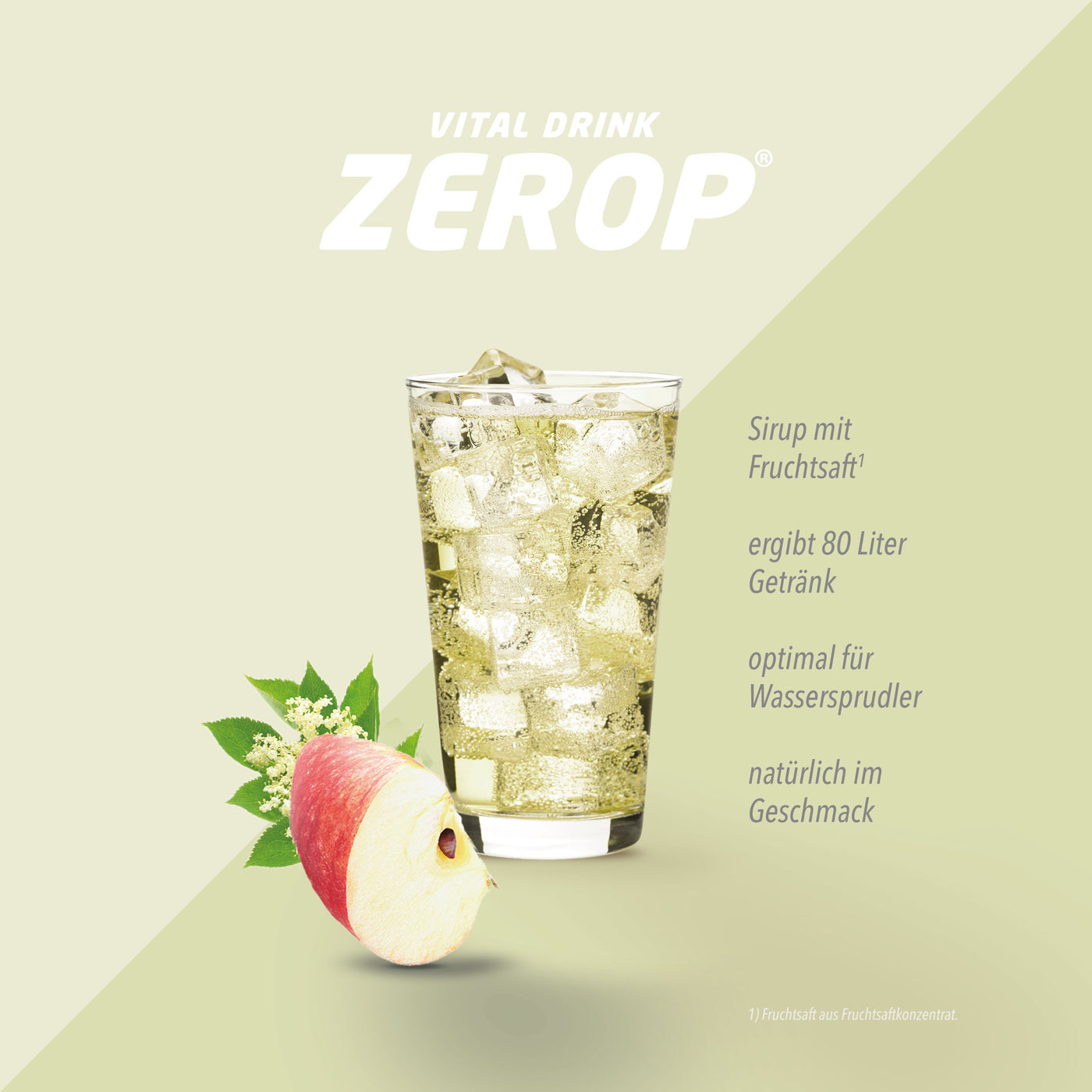 Vital Drink Zerop - Apfel Holunderblüte - 1000 ml Flasche#geschmack_apfel-holunderbl-te