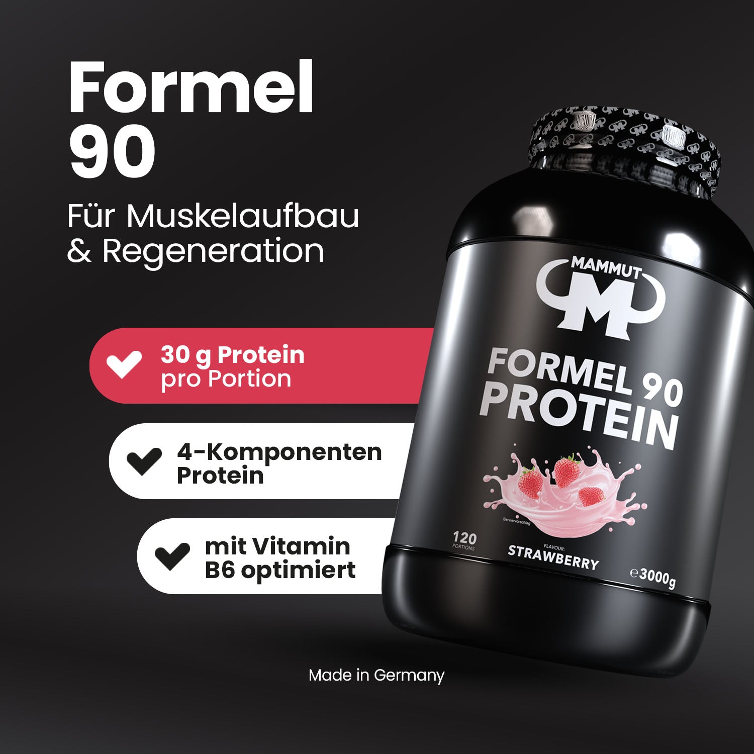 Formel 90 Protein - Strawberry - 3000 g Dose#geschmack_erdbeere