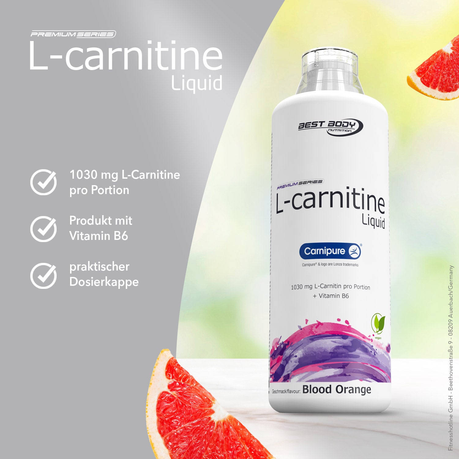 L-Carnitine Liquid - Blood Orange - 1000 ml Flasche#geschmack_blood-orange