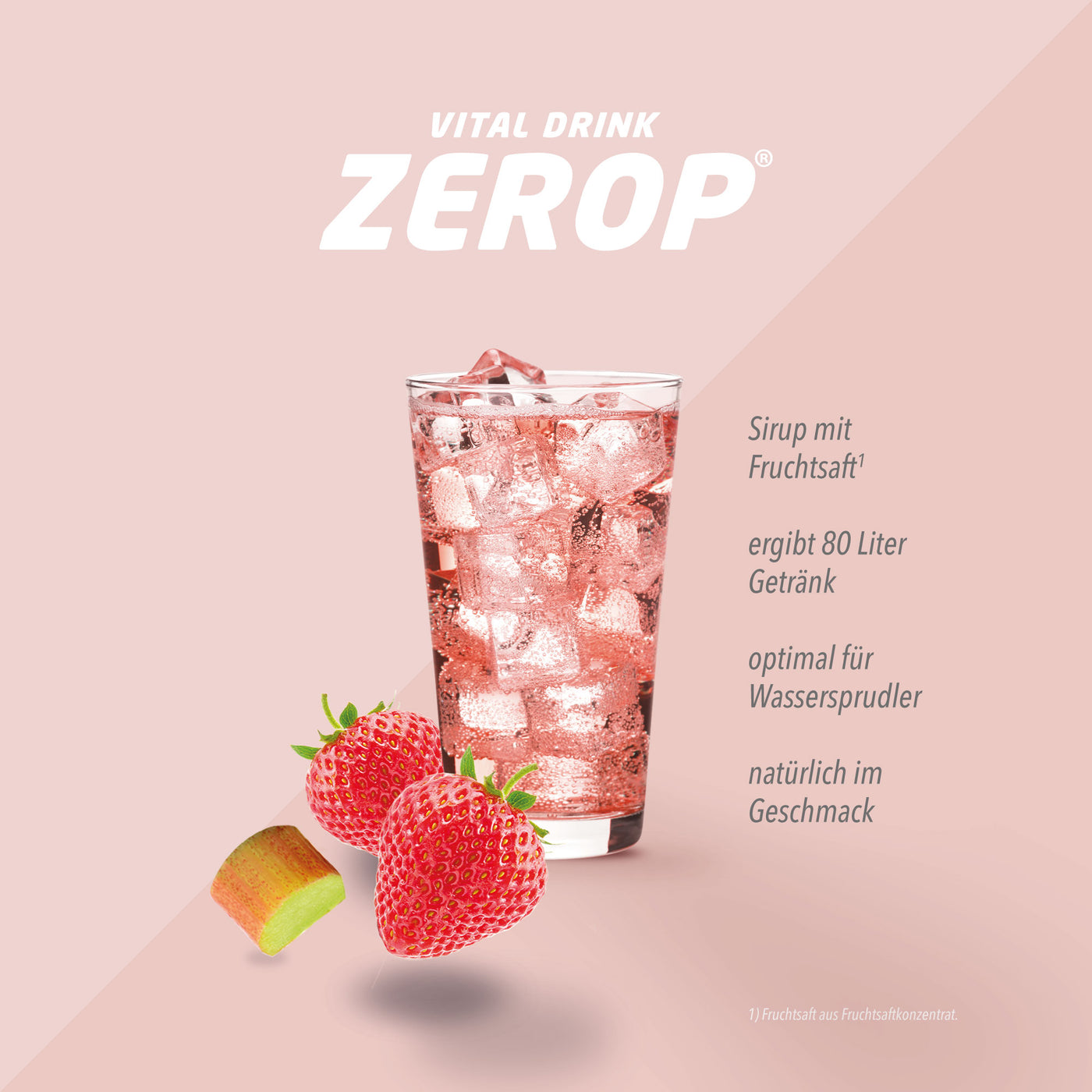 Vital Drink Zerop - Erdbeere Rhabarber - 1000 ml Flasche#geschmack_erdbeere-rhabarber