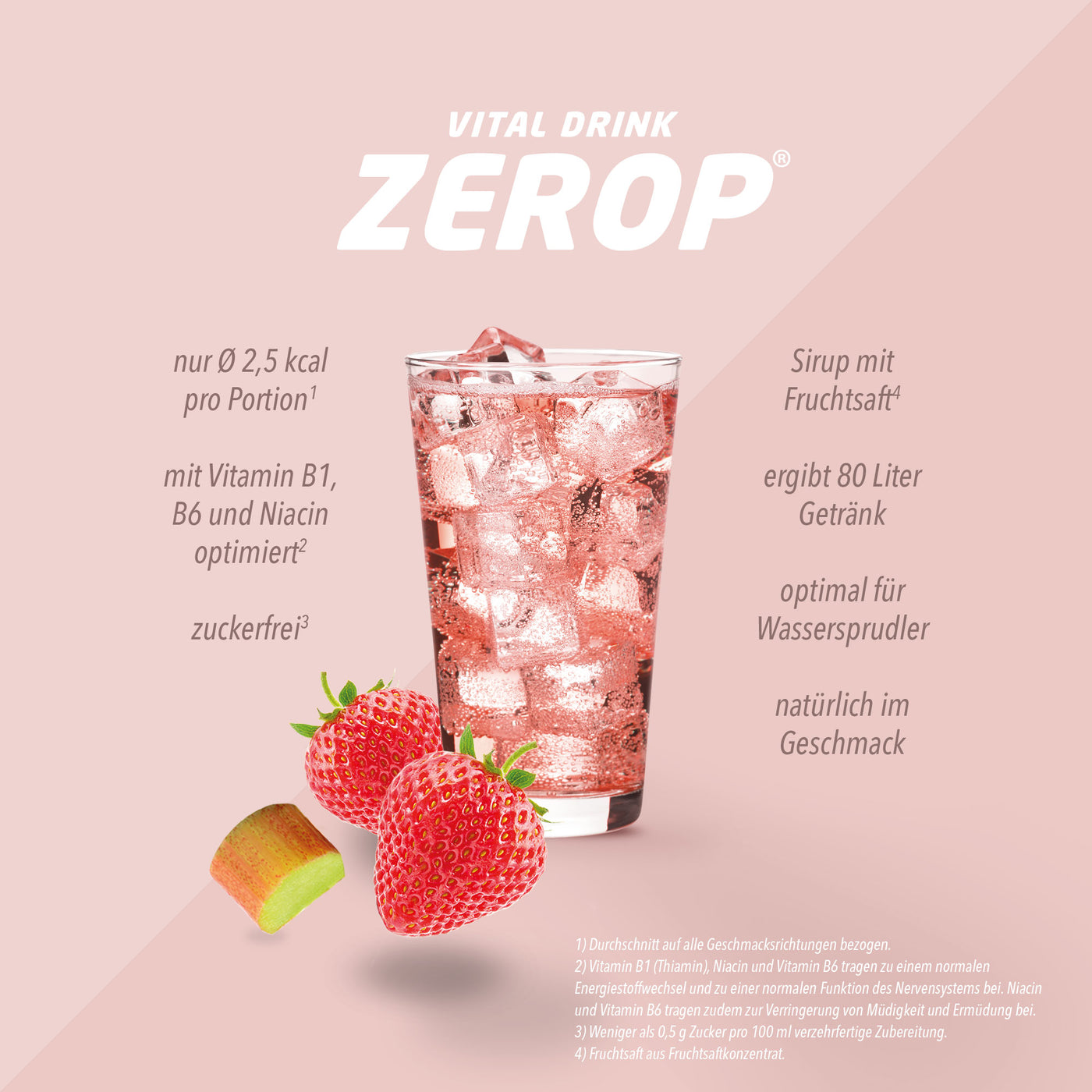 Vital Drink Zerop - Erdbeere Rhabarber - 1000 ml Flasche#geschmack_erdbeere-rhabarber