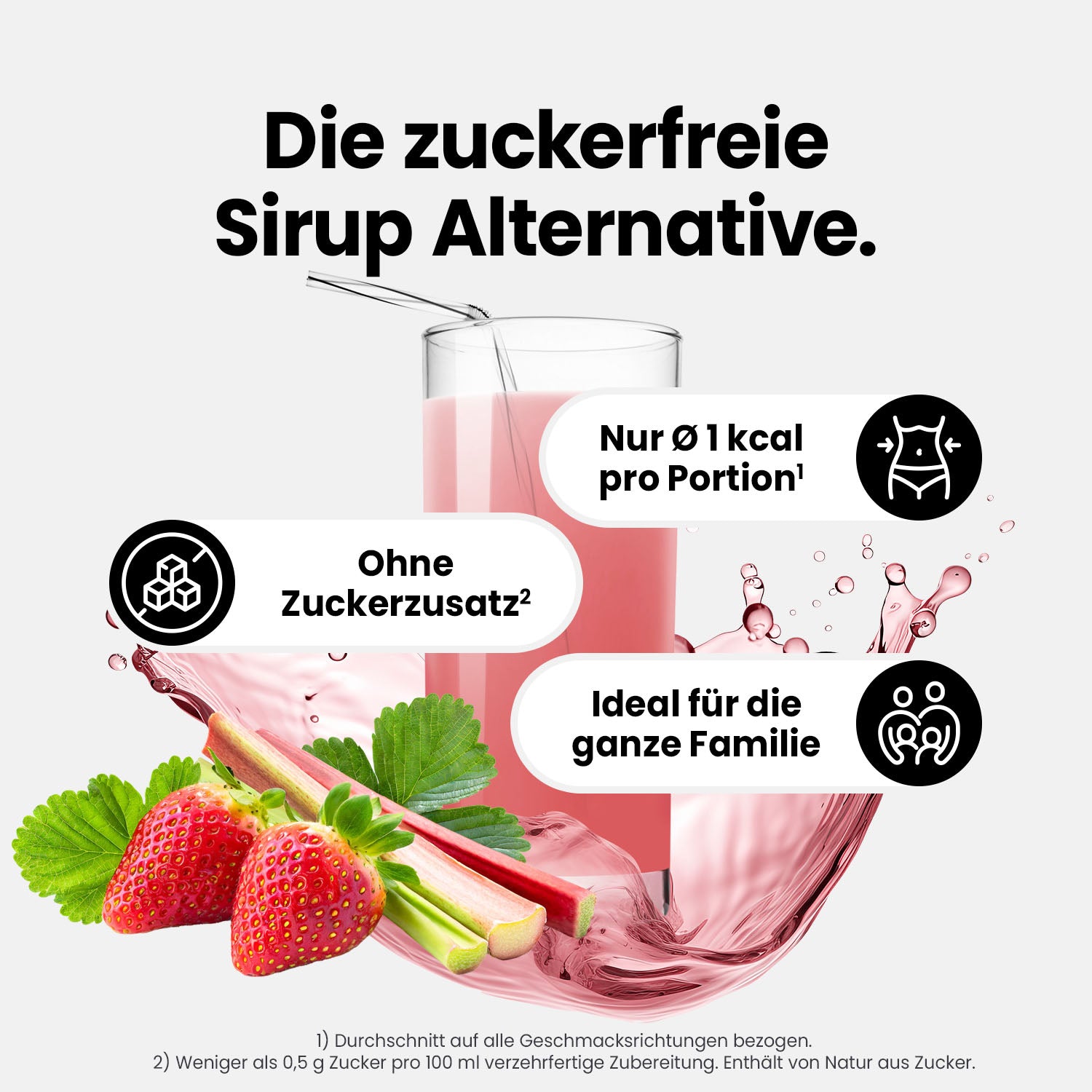 Vital Drink Zerop - Erdbeere Rhabarber - 1 L + Dosierpumpe#geschmack_erdbeere-rhabarber