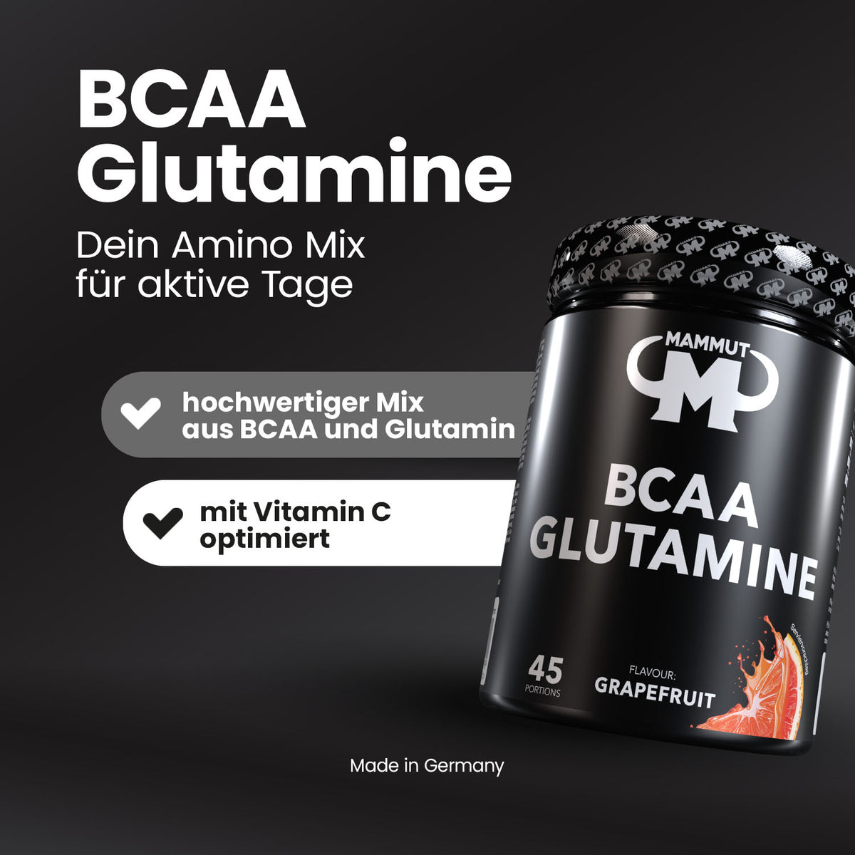 BCAA Glutamine Powder - Grapefruit - 450 g Dose#_