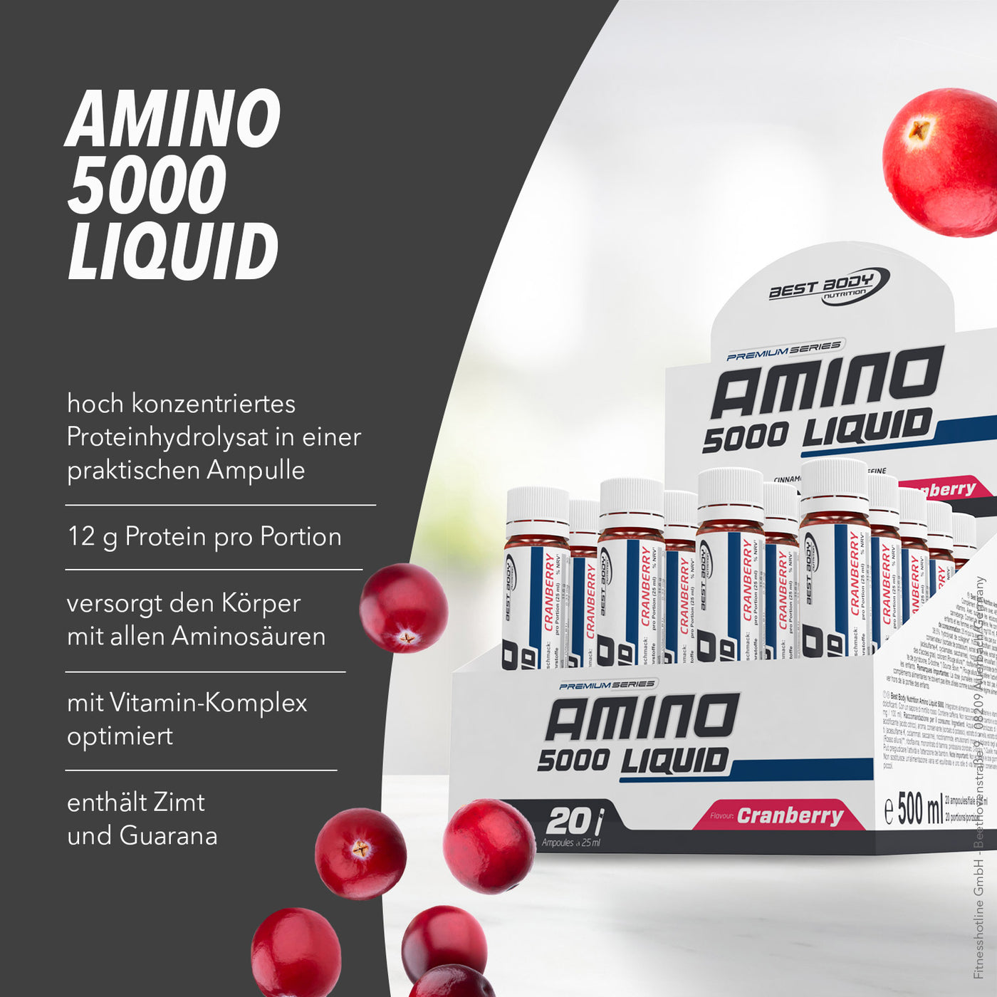 Amino Liquid 5000 - Cranberry - 20 Ampullen à 25 ml#_