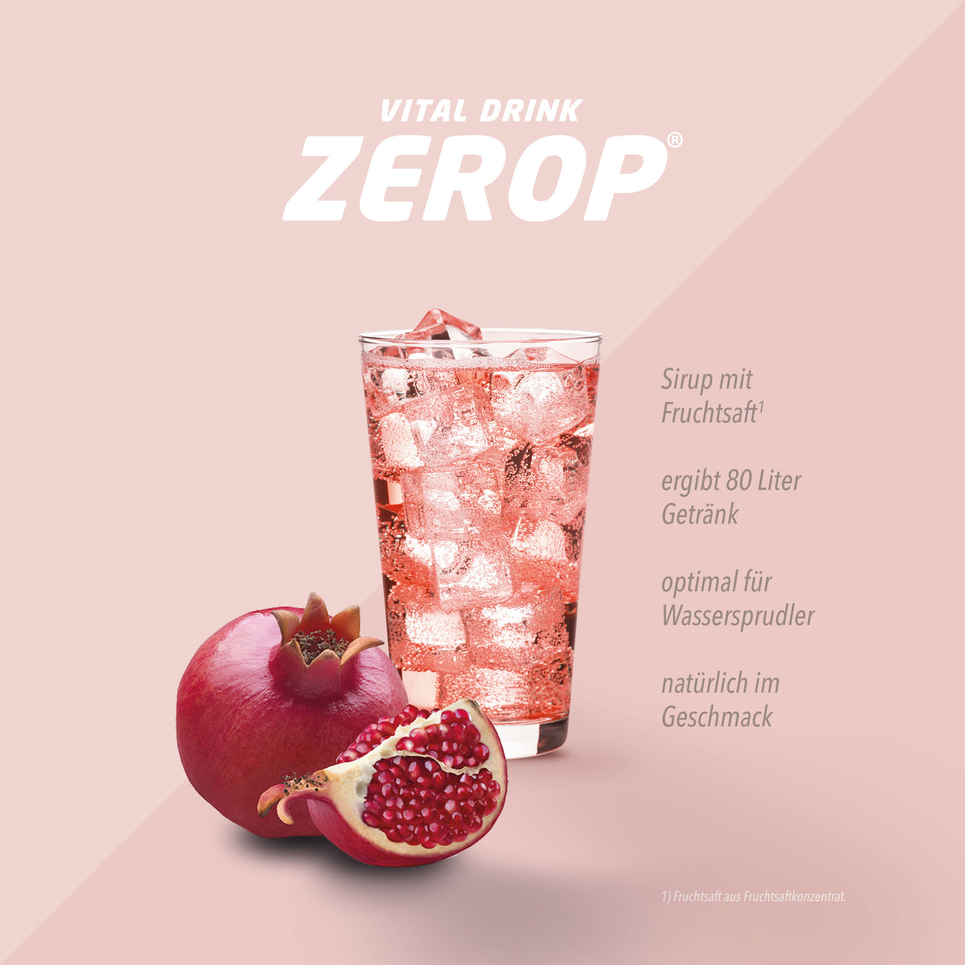 Vital Drink Zerop - Granatapfel Cranberry - 1 L + Dosierpumpe#geschmack_granatapfel-cranberry