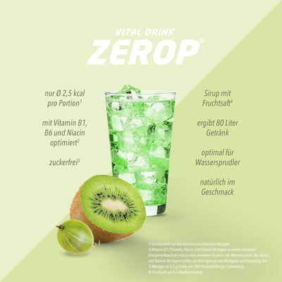 Vital Drink Zerop - Kiwi Stachelbeere - 1000 ml Flasche#geschmack_kiwi-stachelbeere