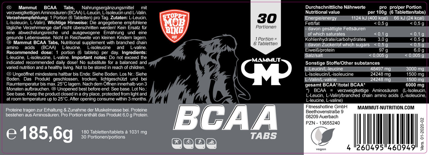 BCAA Tabs - 180 Stück / Dose#_
