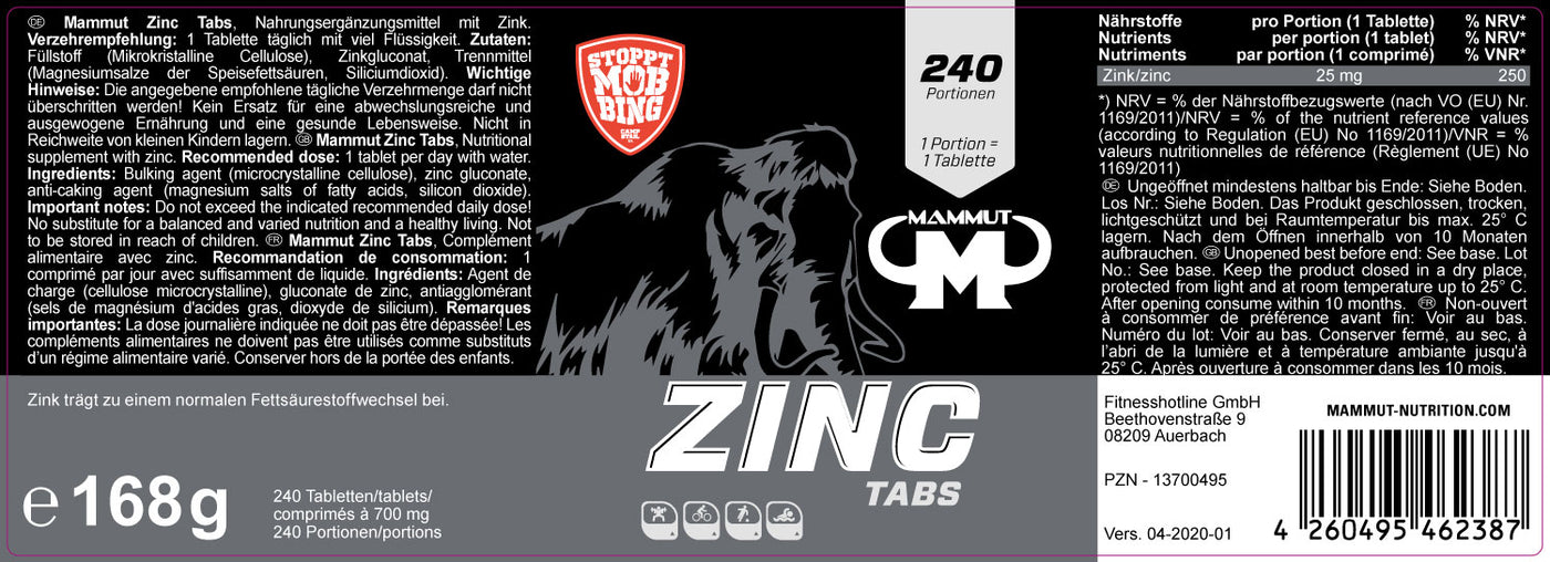 Zinc Tabs - 240 Stück/Dose#_