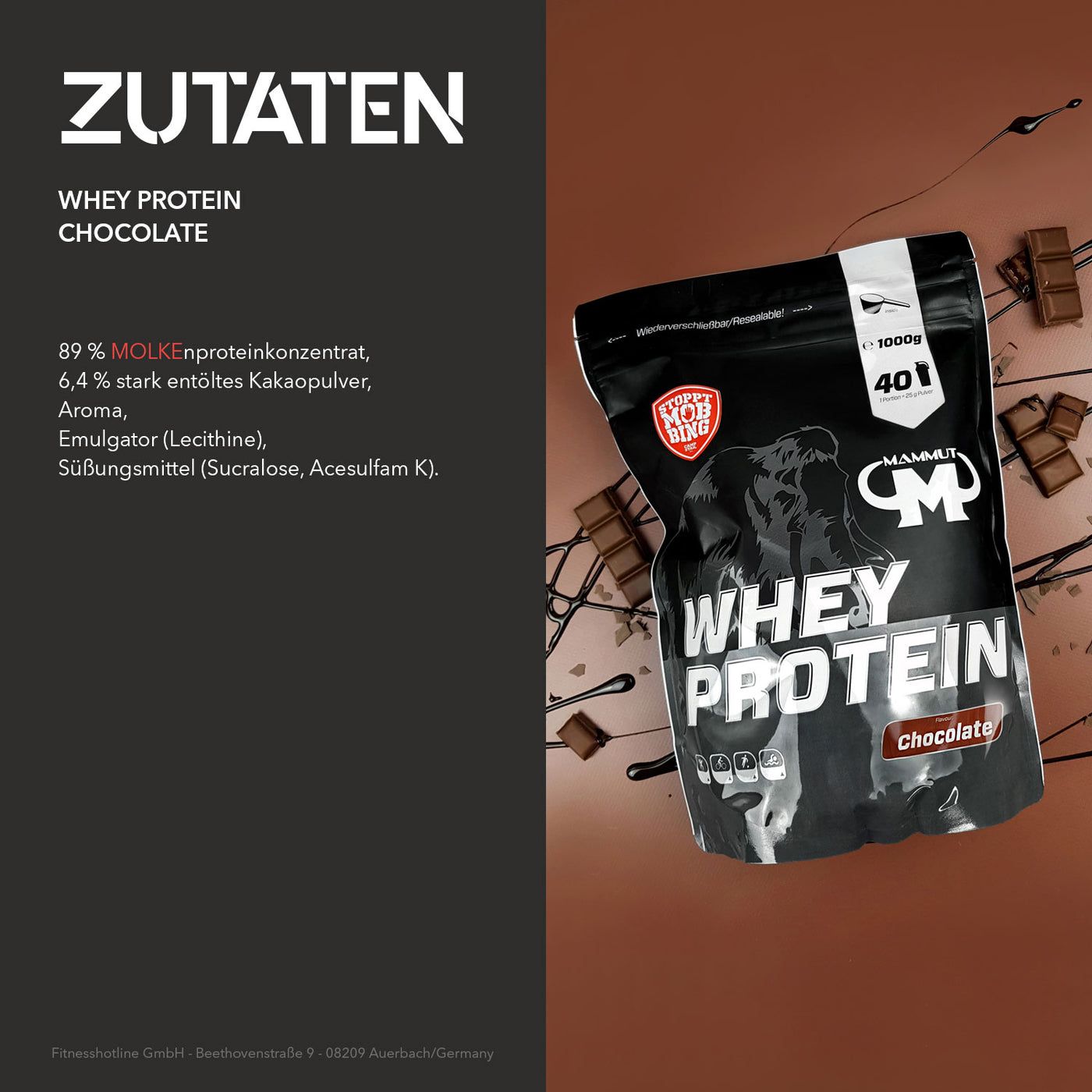 Whey Protein - Chocolate - 1000 g Zipp-Beutel#geschmack_chocolate