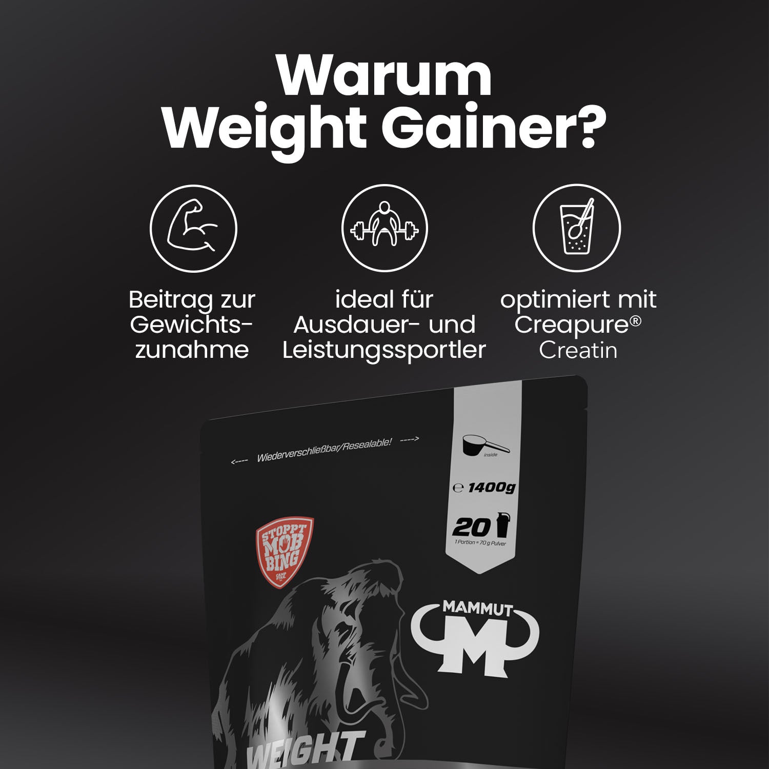 Weight Gainer Crash 5000 - Chocolate - 1400 g Zipp-Beutel#geschmack_schoko