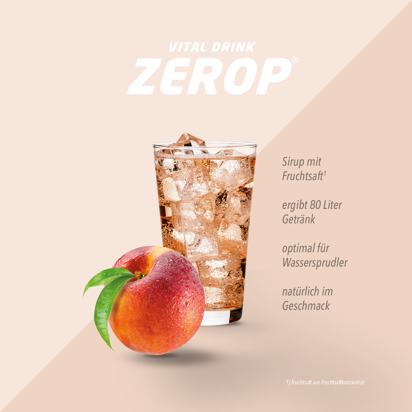 Vital Drink Zerop - Eistee Pfirsich - 1 L + Dosierpumpe#geschmack_eistee-pfirsich