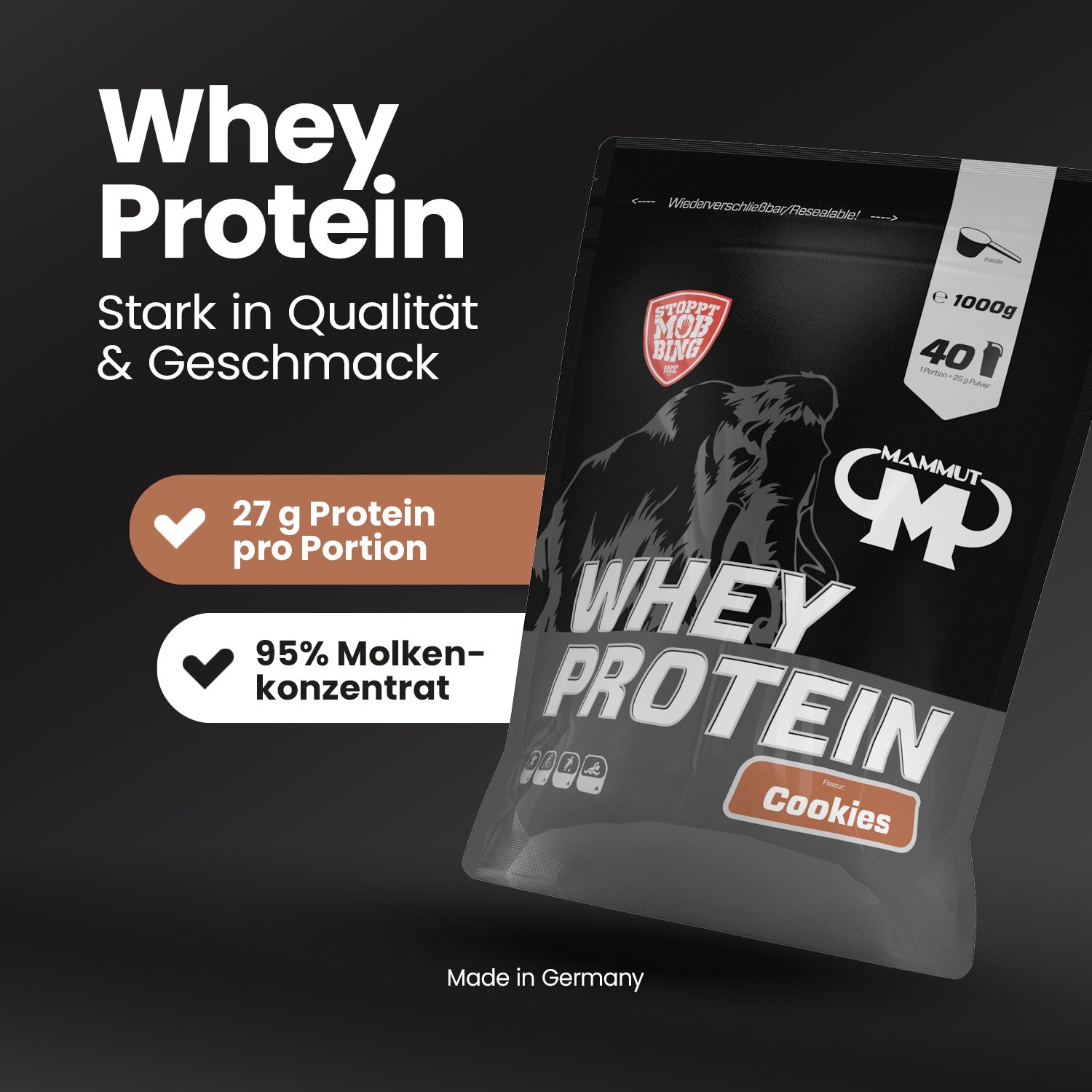 Whey Protein - Cookies - 1000 g Zipp-Beutel#geschmack_cookies