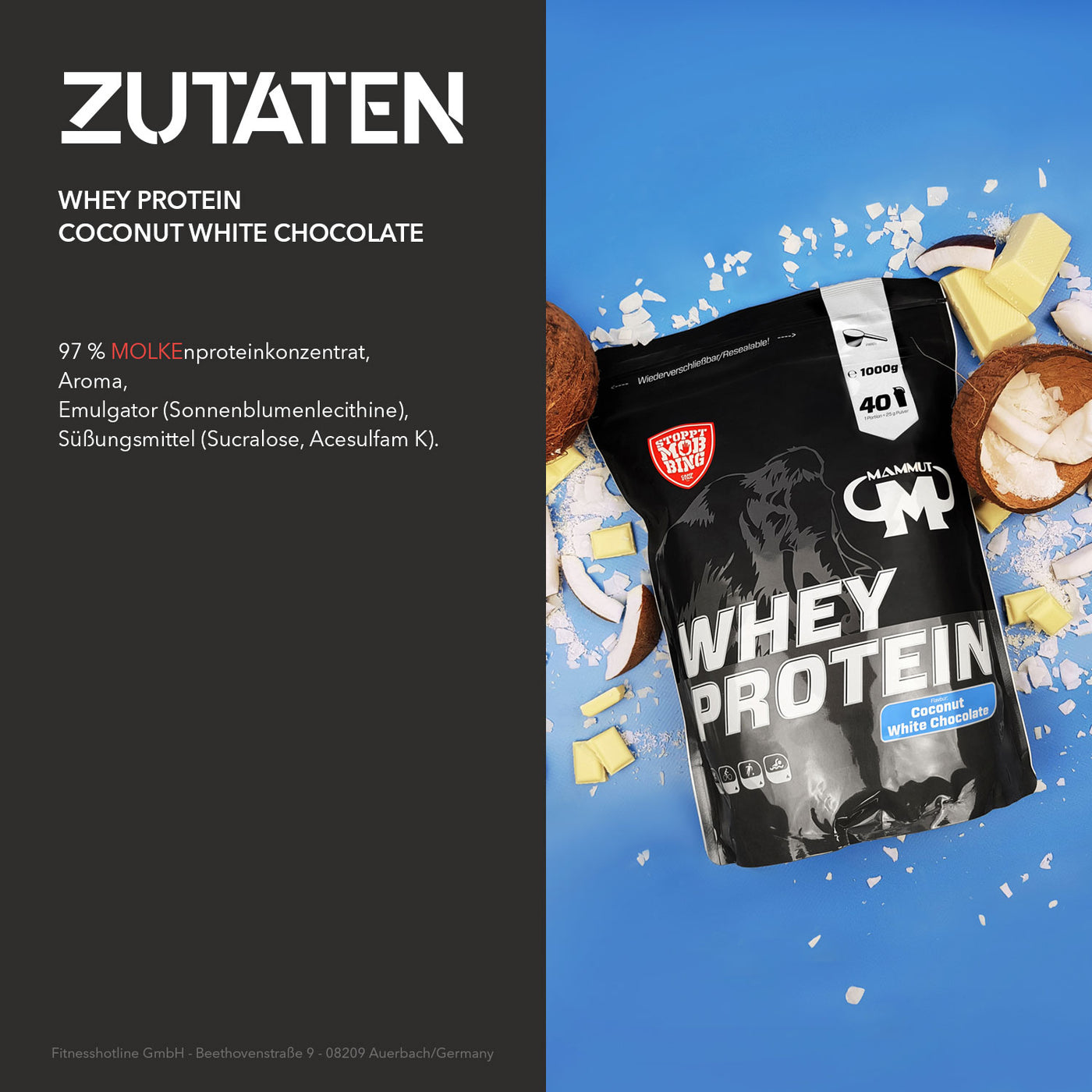 Whey Protein - Coconut White Chocolate  - 1000 g Zipp-Beutel#geschmack_coconut-white-chocolate