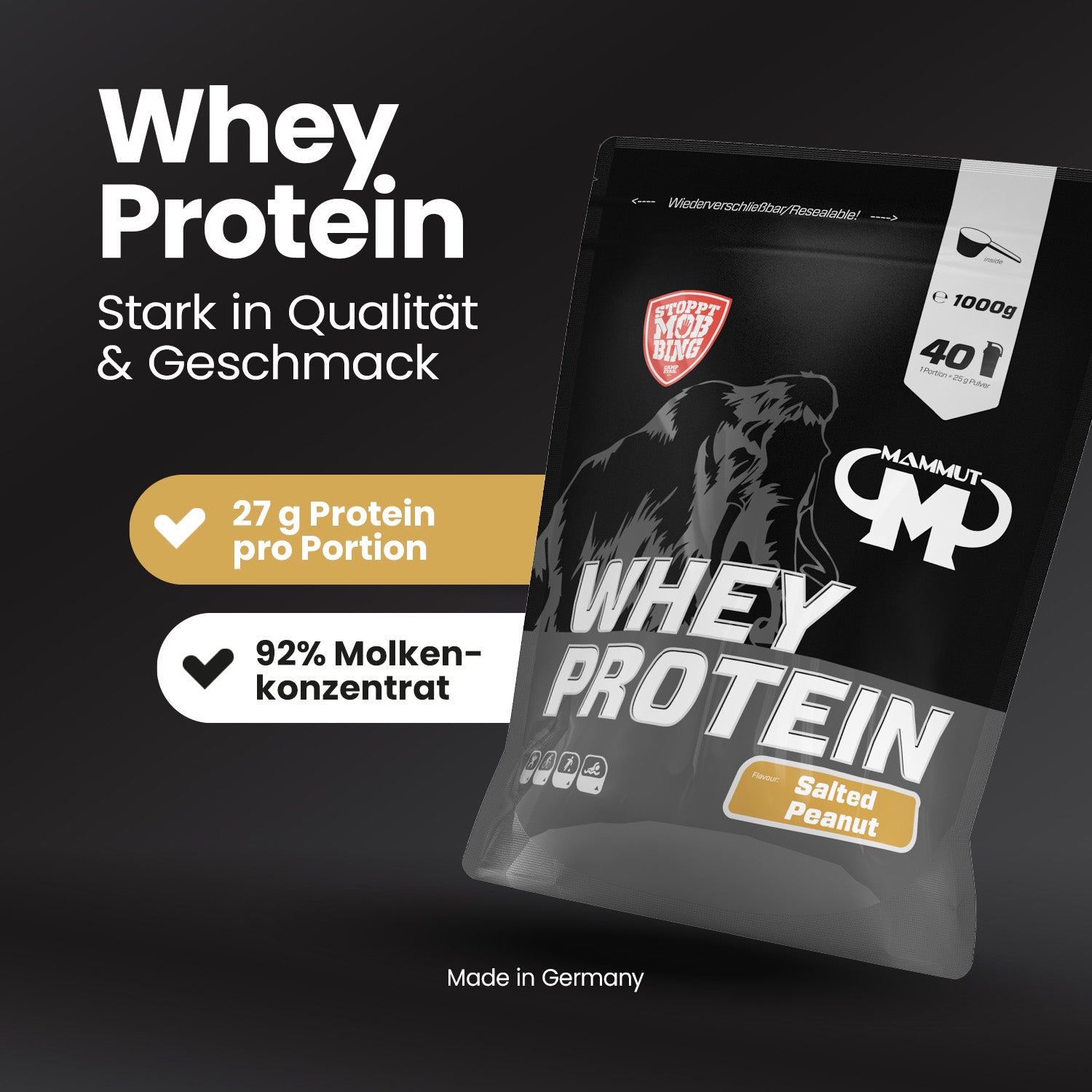 Whey Protein - Salted Peanut - 1000 g Zipp-Beutel#geschmack_salted-peanut