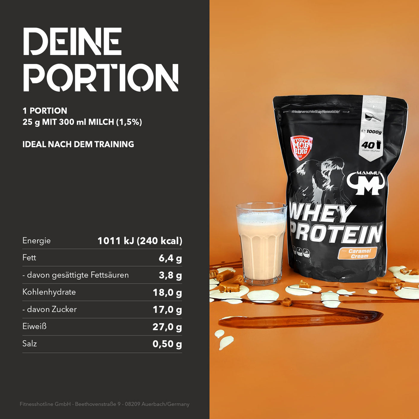 Whey Protein - Caramel Cream - 1000 g Zipp-Beutel#geschmack_caramel-cream