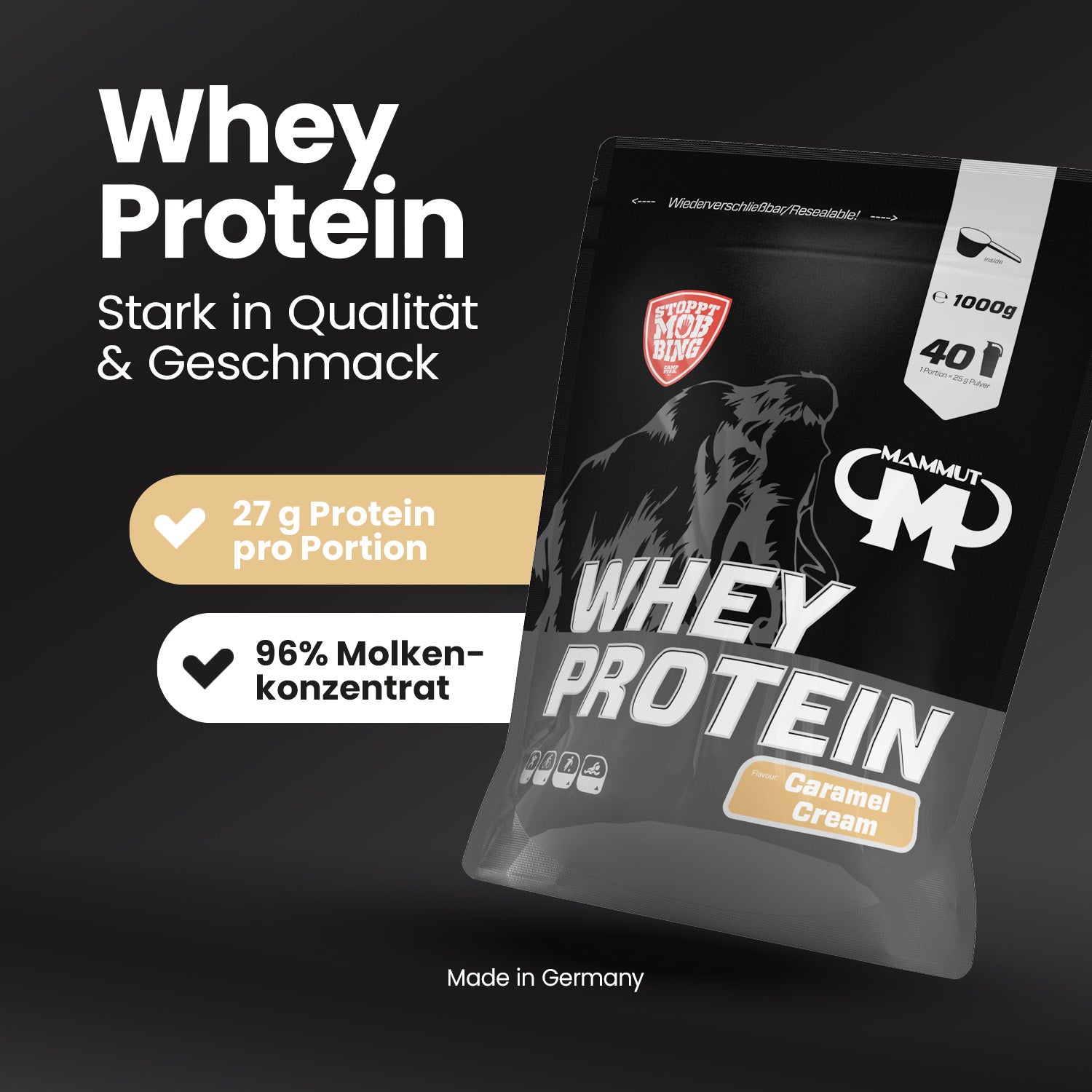 Whey Protein - Caramel Cream - 1000 g Zipp-Beutel#geschmack_caramel-cream