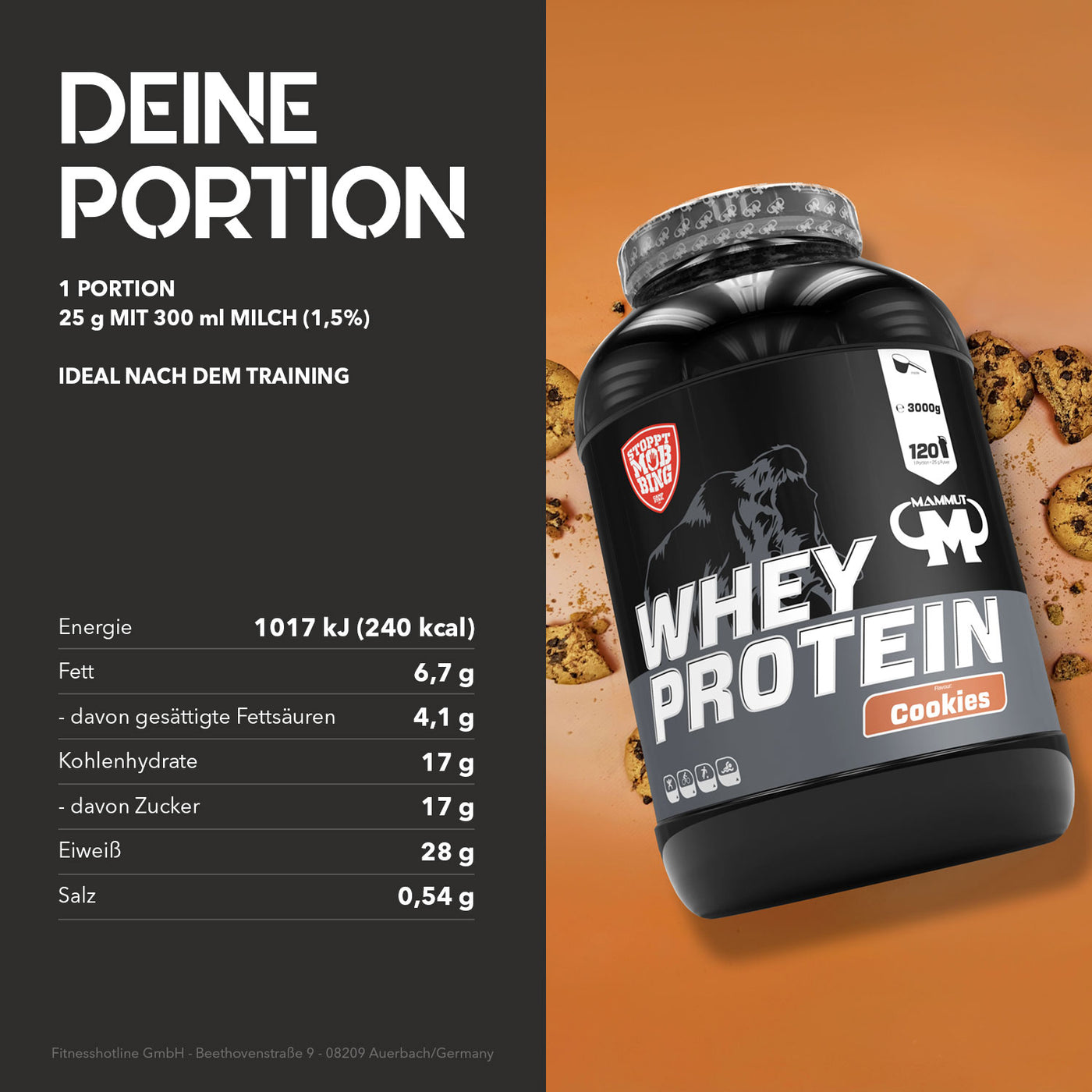 Whey Protein - Cookies - 3000 g Dose#geschmack_cookies