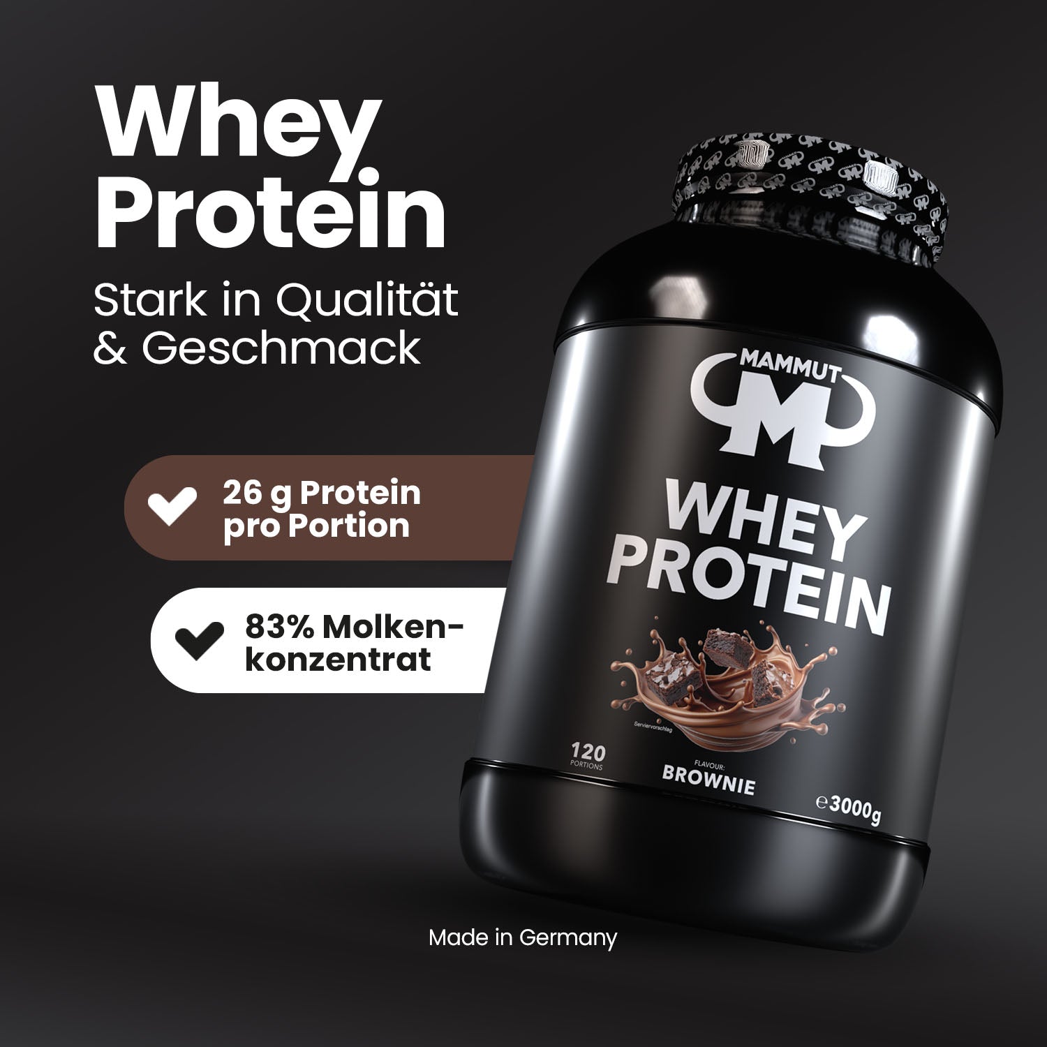Whey Protein - Brownie - 3000 g Dose#geschmack_brownie