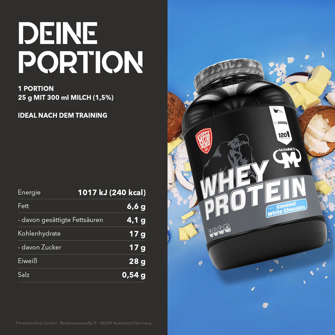 Whey Protein - Coconut White Chocolate - 3000 g Dose#geschmack_coconut-white-chocolate