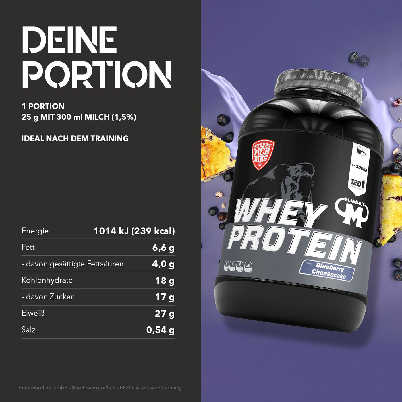 Whey Protein - Blueberry Cheesecake - 3000 g Dose#geschmack_blueberry-cheesecake