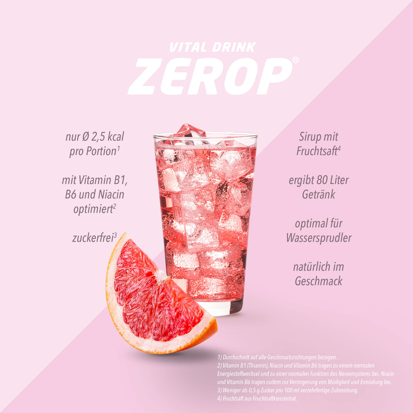 Vital Drink Zerop - Pink Grapefruit - 1000 ml Flasche#geschmack_pink-grapefruit