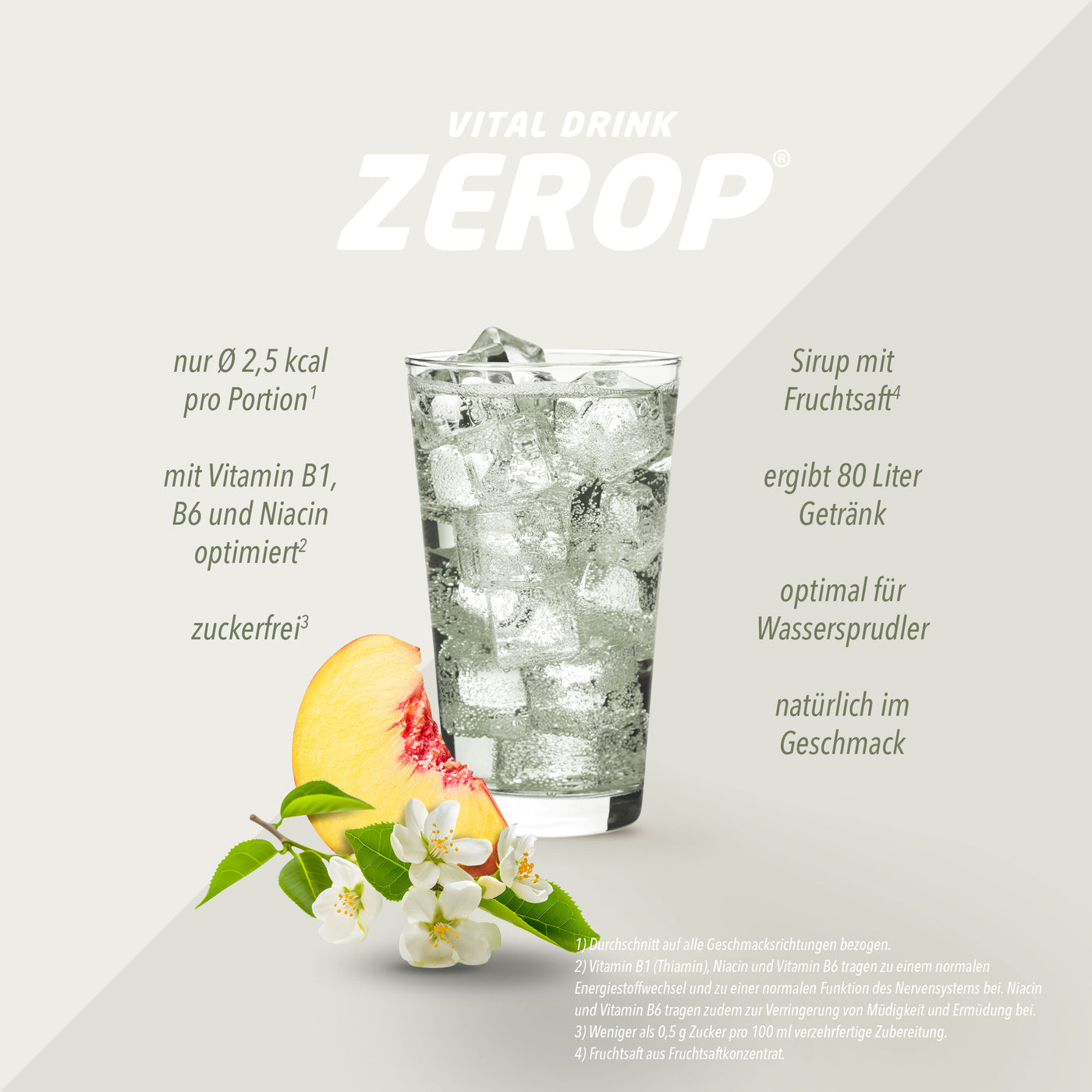 Vital Drink Zerop - Weißer Tee Pfirsich - 1000 ml Flasche#geschmack_wei-er-tee-pfirsich