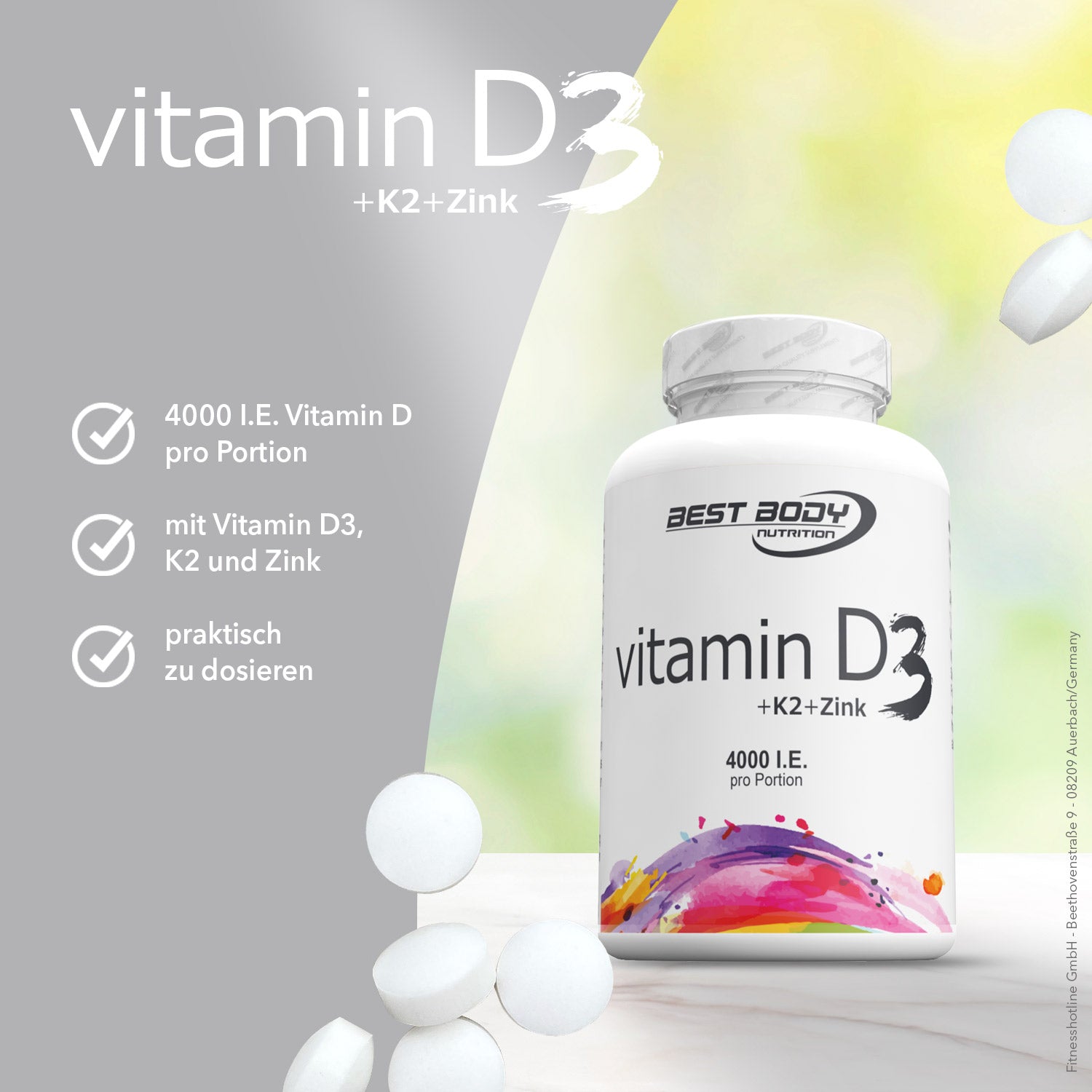 Vitamin D3 + K2 + Zink Tabs - 80 Stück/Dose#_