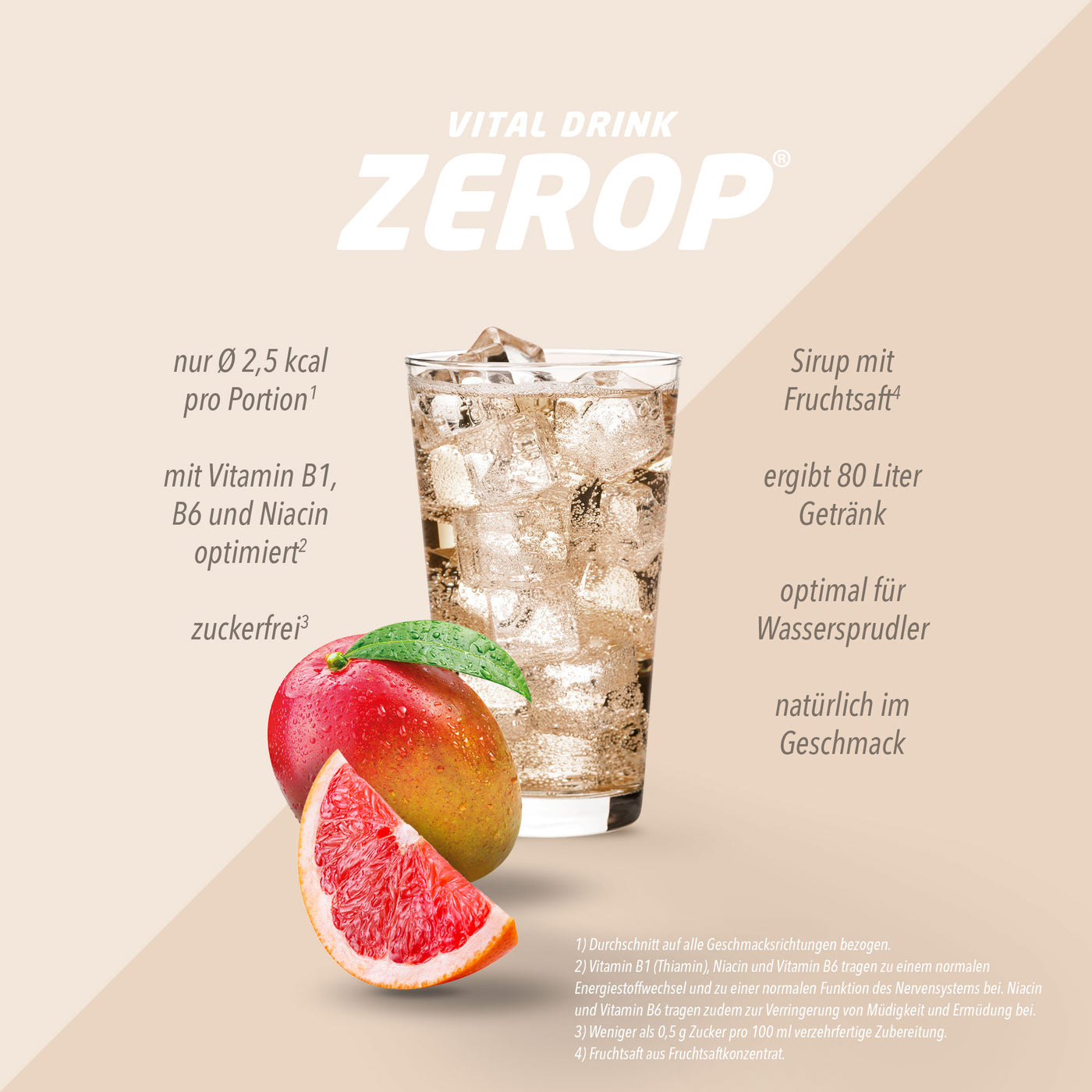 Vital Drink Zerop - Mango Grapefruit - 1000 ml Flasche#geschmack_mango-grapefruit