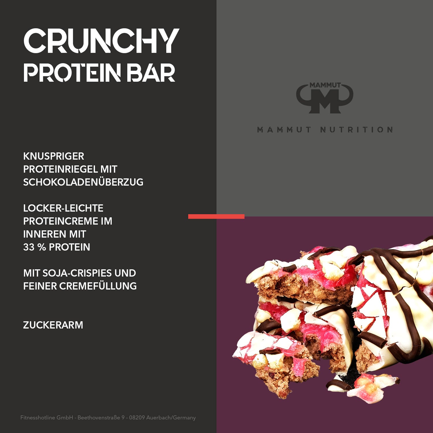 Crunchy Protein Bar - Raspberry White Chocolate - 45 g Riegel#geschmack_raspberry-white-chocolate