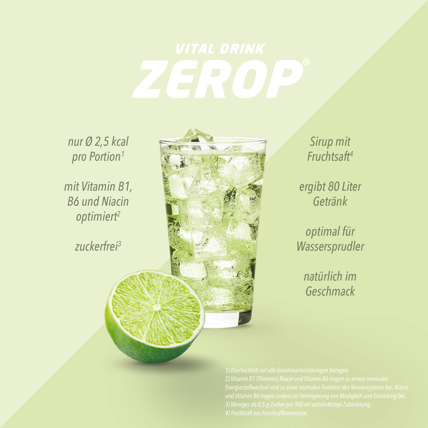 Vital Drink Zerop - Grüntee Limette - 500 ml Flasche#geschmack_gr-ntee-limette