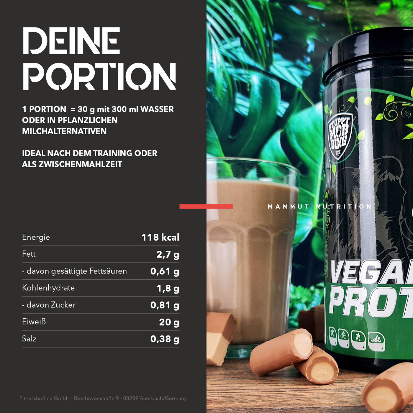 Vegan Protein - Nougat - 460 g Dose#geschmack_nougat