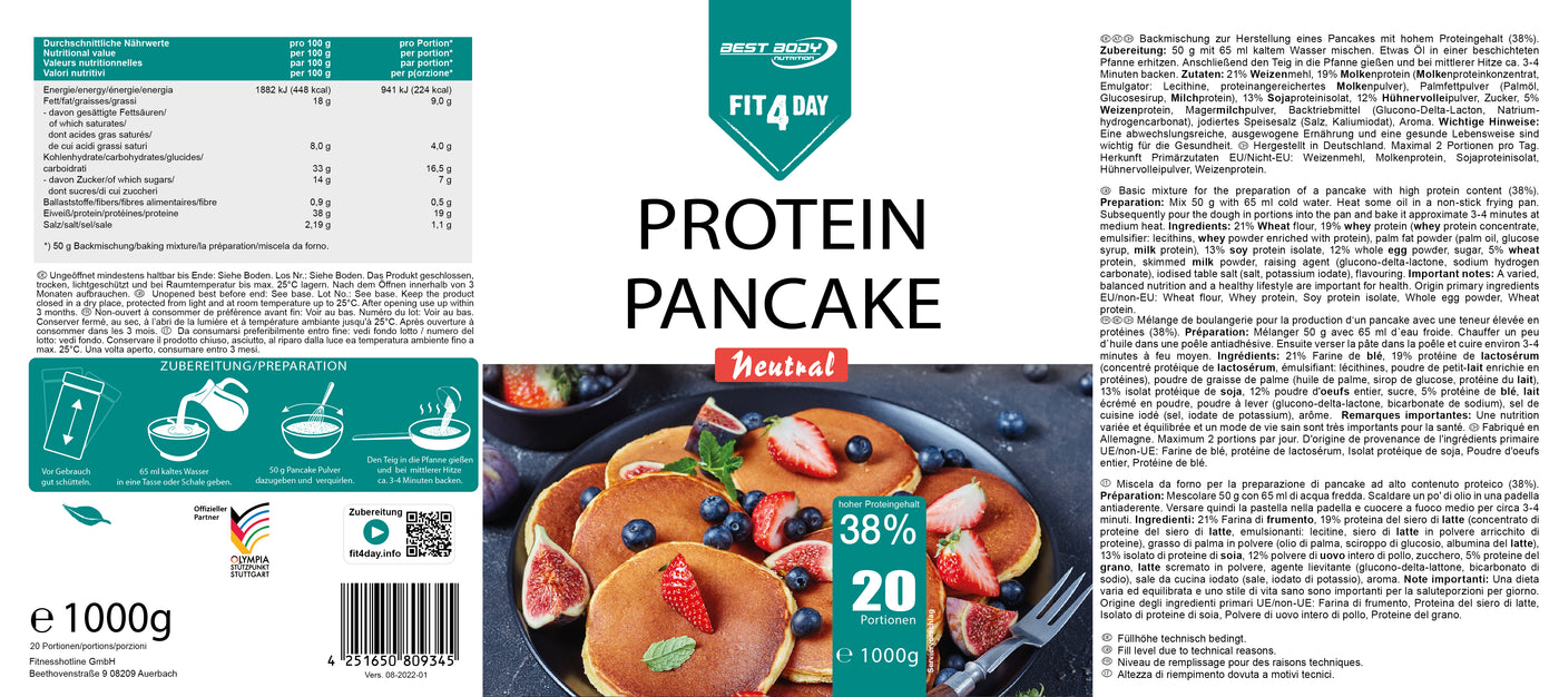 Protein Pancake - Neutral - 1000 g Dose