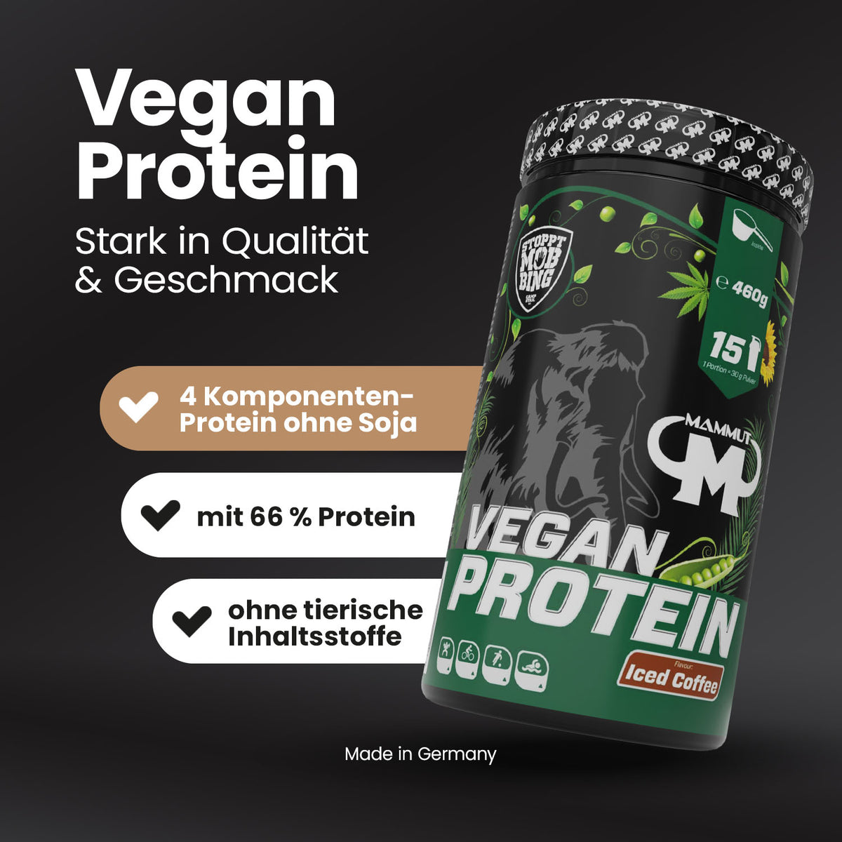 Vegan Protein - Iced Coffee - 460 g Dose#geschmack_iced-coffee