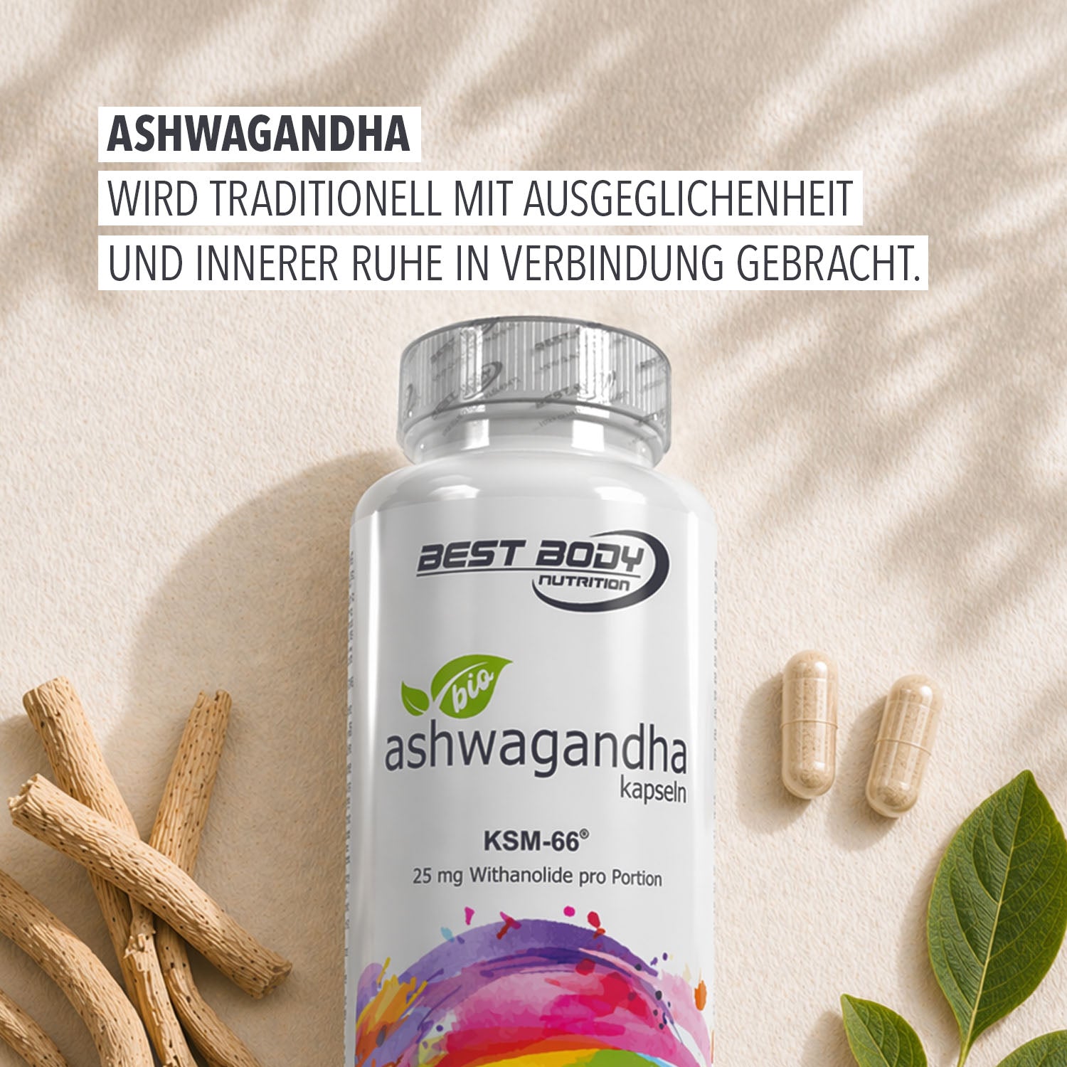 Bio Ashwagandha Kapseln - 60 Stück/Dose#_