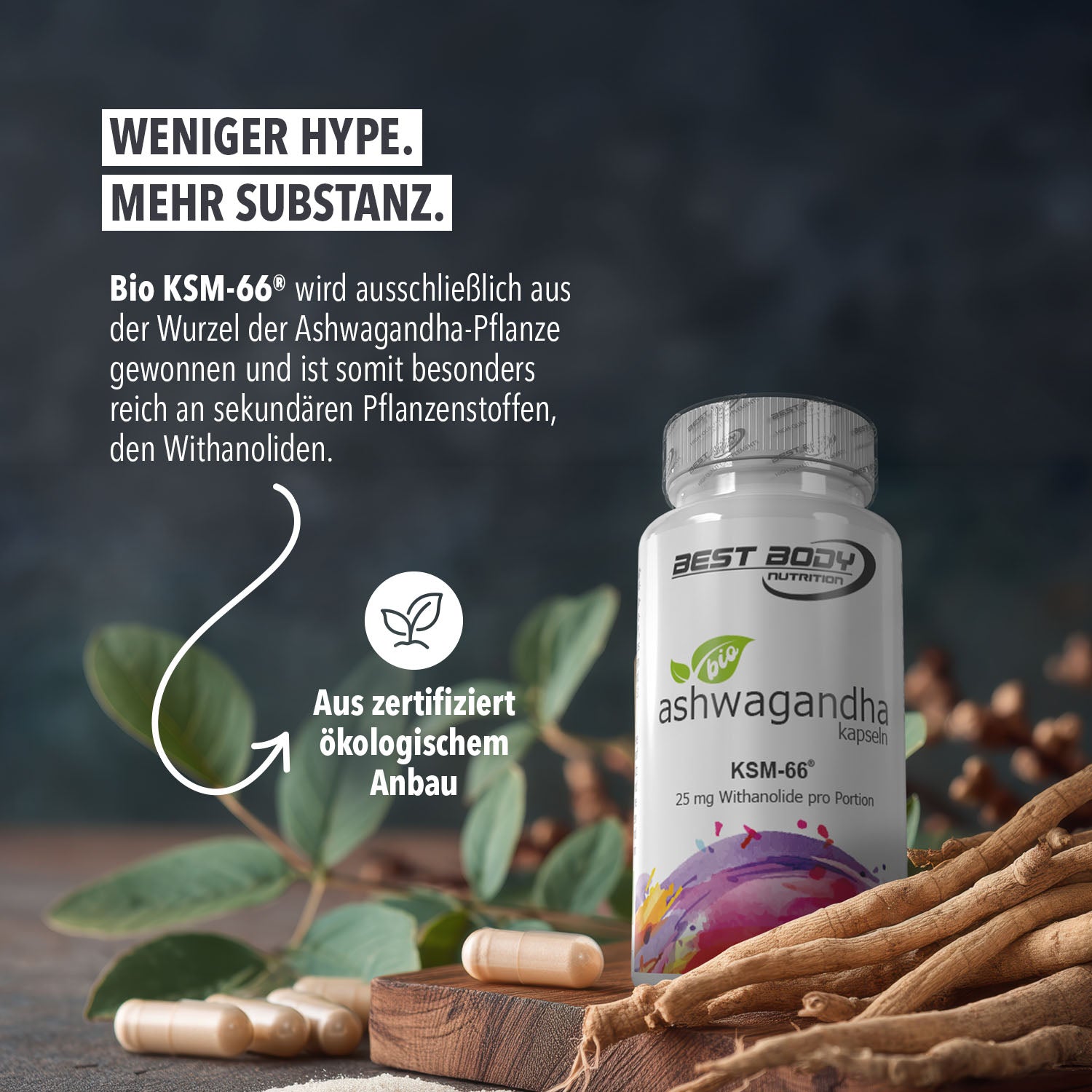 Bio Ashwagandha Kapseln - 60 Stück/Dose#_