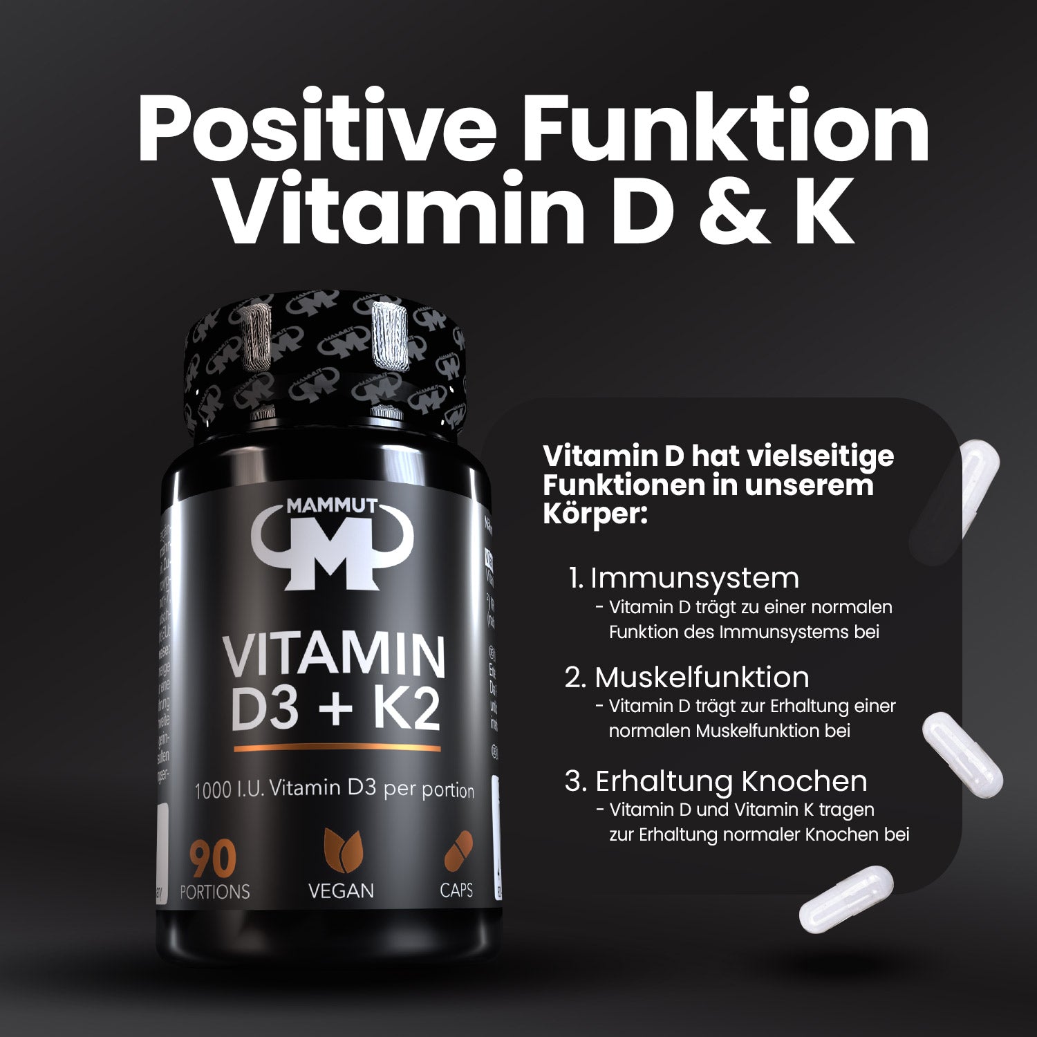 Vitamin D3 + K2 Caps - 90 Stück/Dose#_